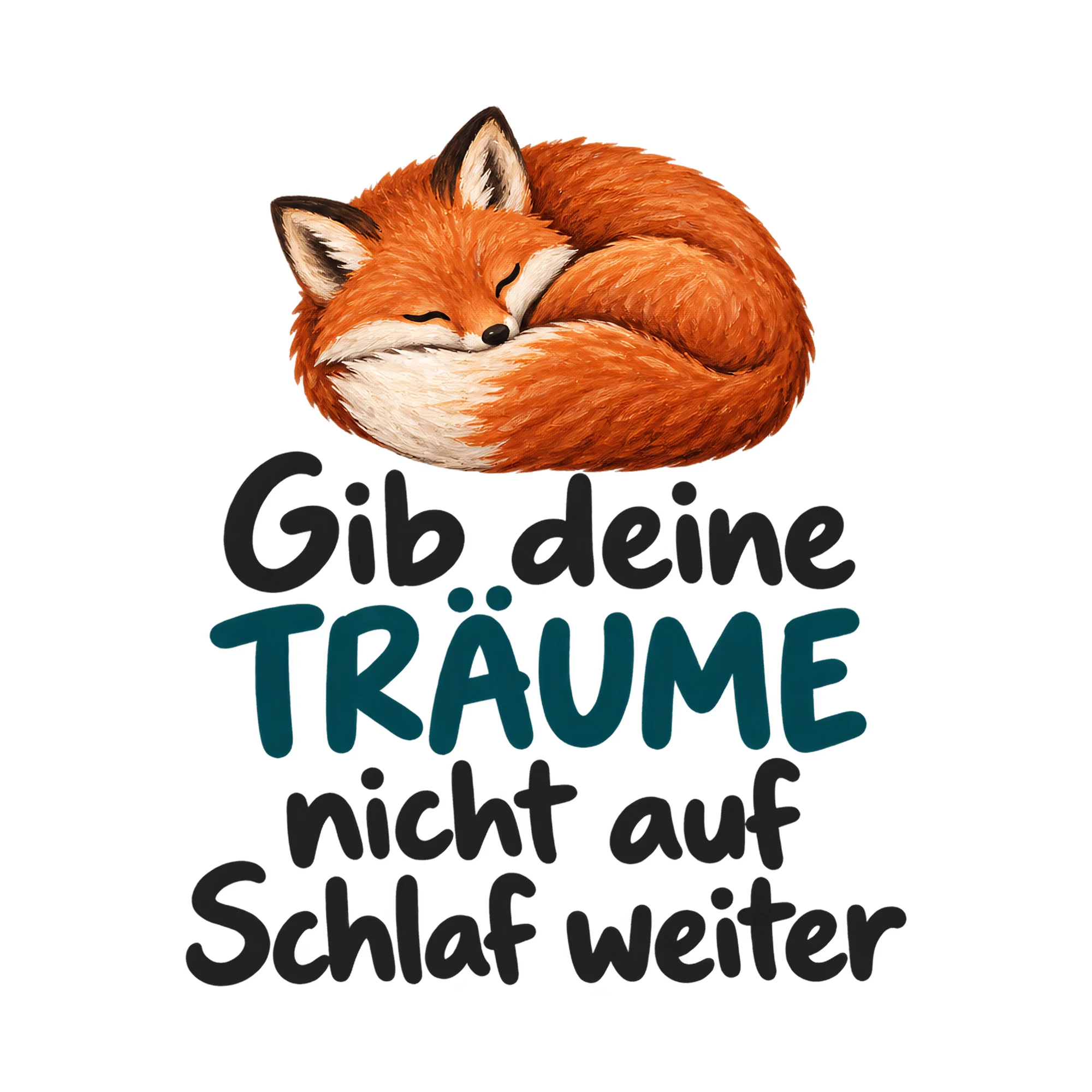 Bügelbild Gib deine TRÄUME nicht auf Schlaf weiter, Lustiger Shirt Spruch als Grafik auf weißem Hintergrund (BB018190)