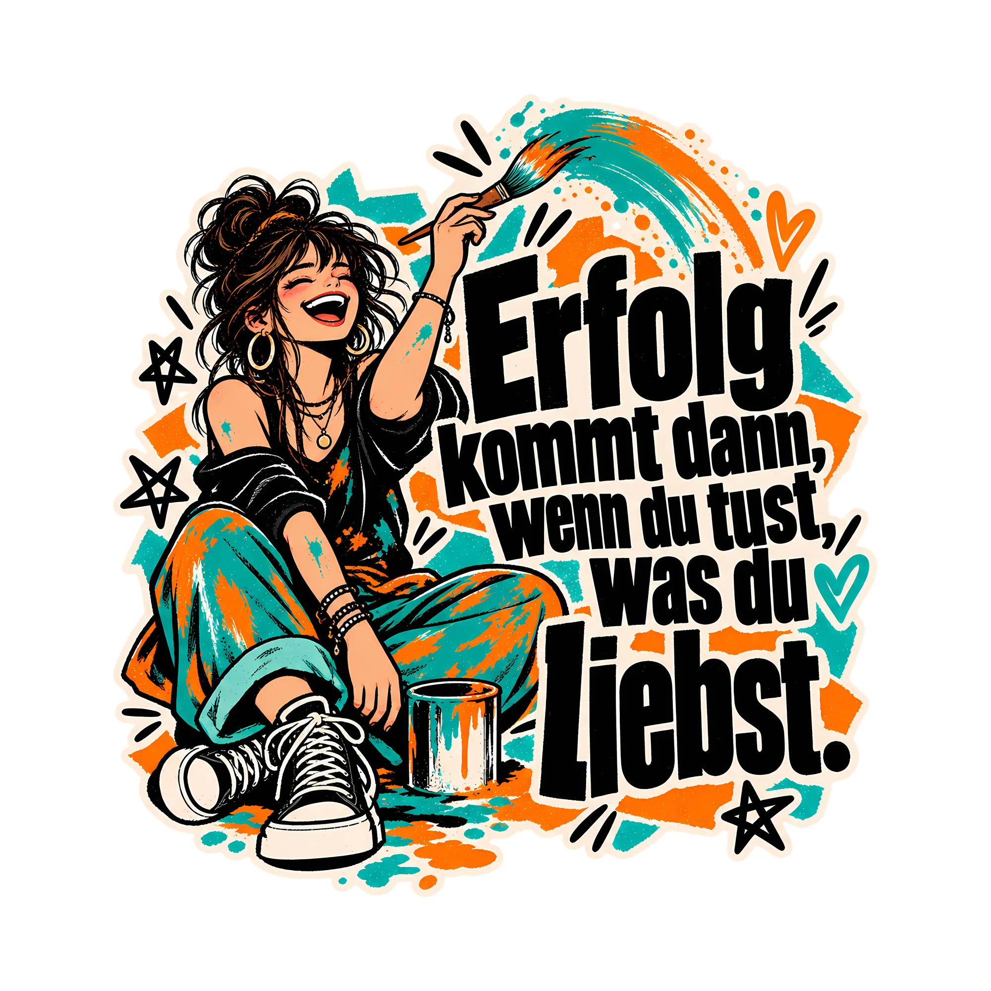 Bügelbild Erfolg kommt dann, wenn du tust, was du liebst., Lustiger Shirt Spruch als Grafik auf weißem Hintergrund (BB014661)