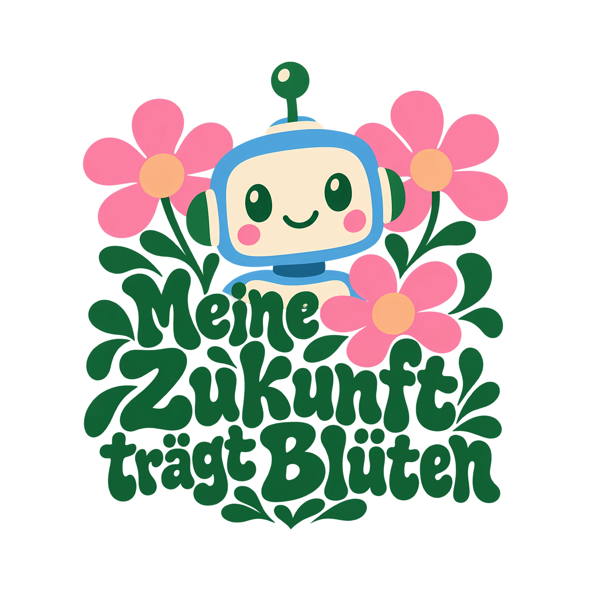 Bügelbild Meine Zukunft trägt Blüten als Grafik auf weißem Hintergrund (BB013256)