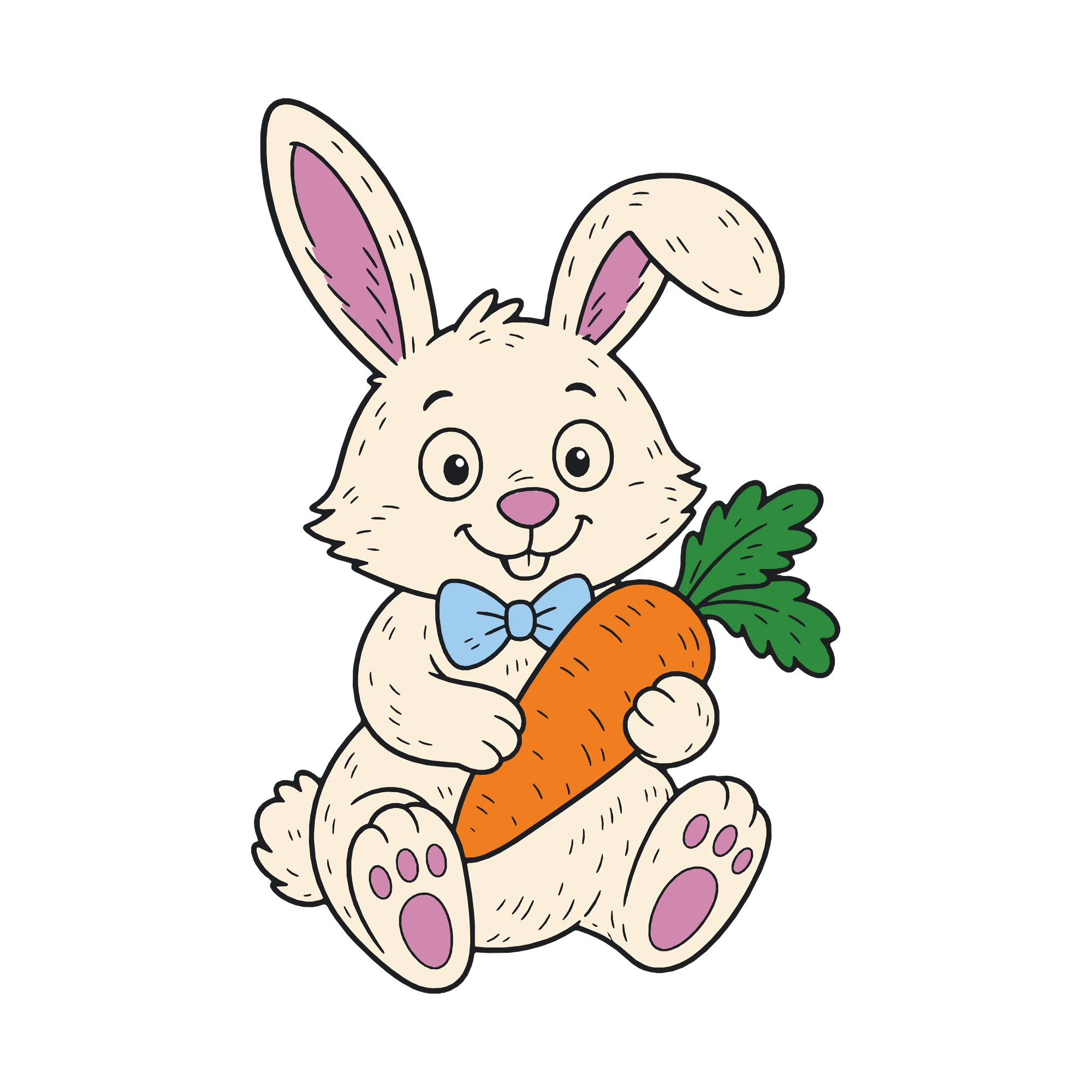 Bügelbild Hase mit Karotte als Grafik auf weißem Hintergrund (BB010057)