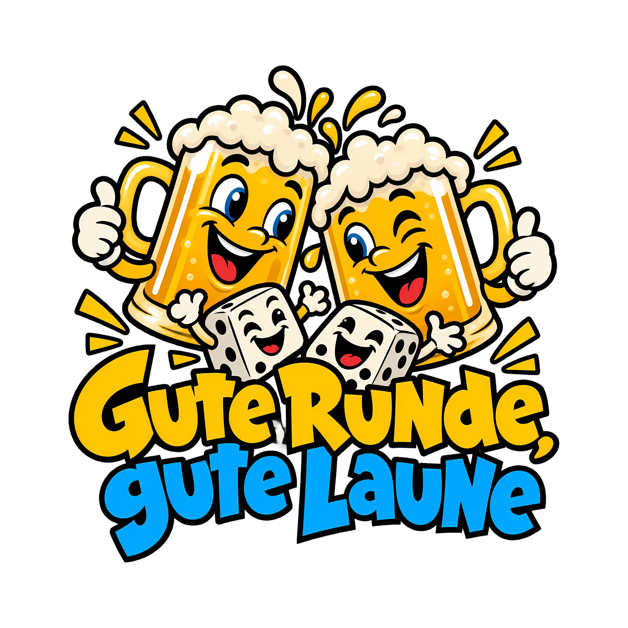 Bügelbild Gute Runde, gute Laune als Grafik auf weißem Hintergrund (BB011896)