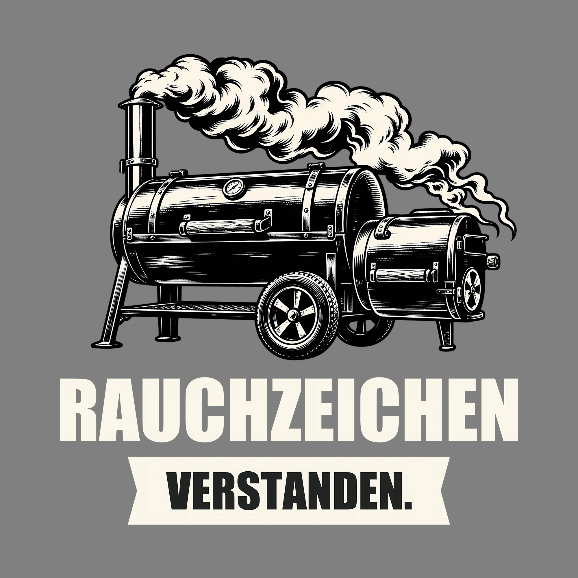 Bügelbild RAUCHZEICHEN VERSTANDEN. als Grafik auf dunklem Hintergrund (BB012040)