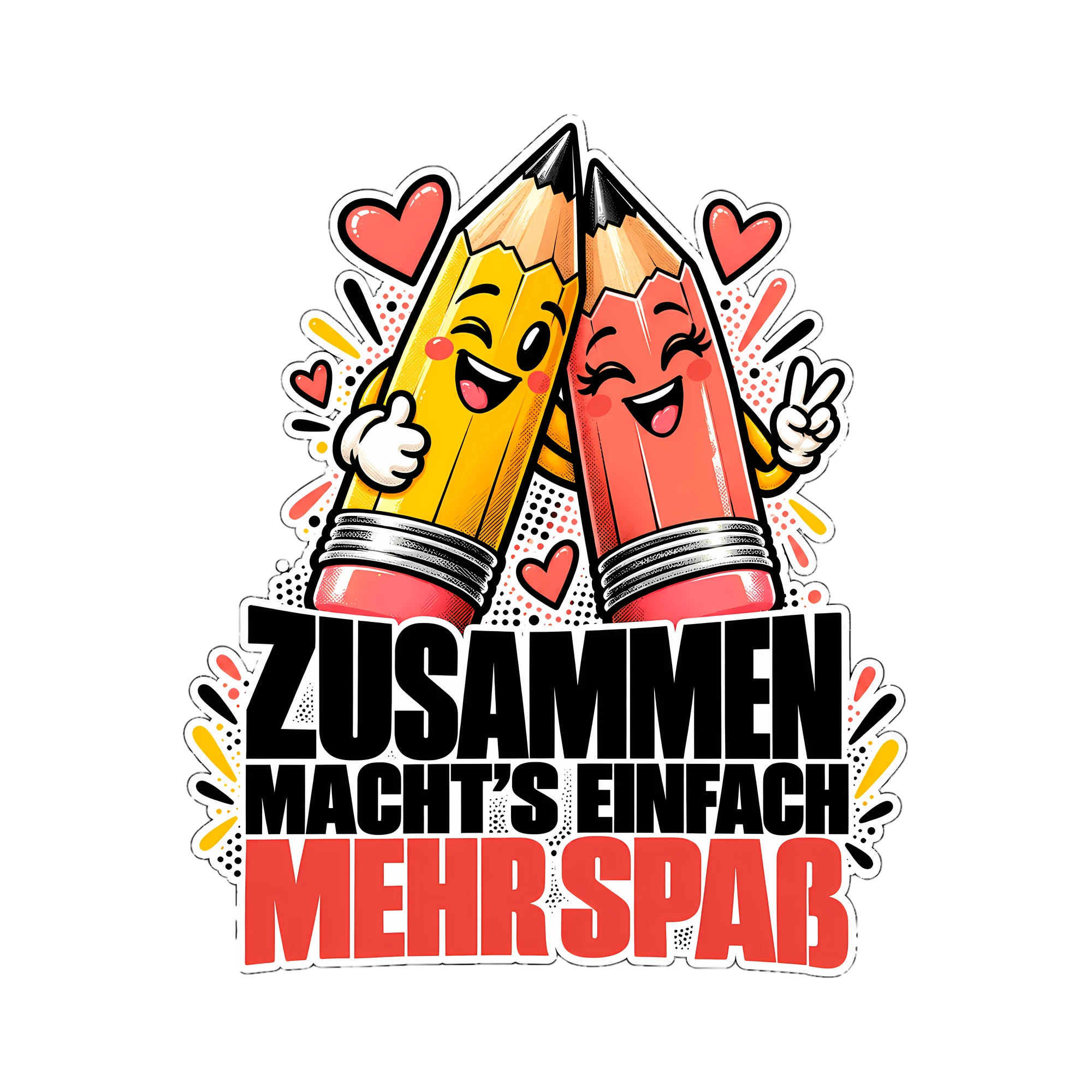 Bügelbild Zusammen macht’s einfach mehr Spaß als Grafik auf weißem Hintergrund (BB014097)