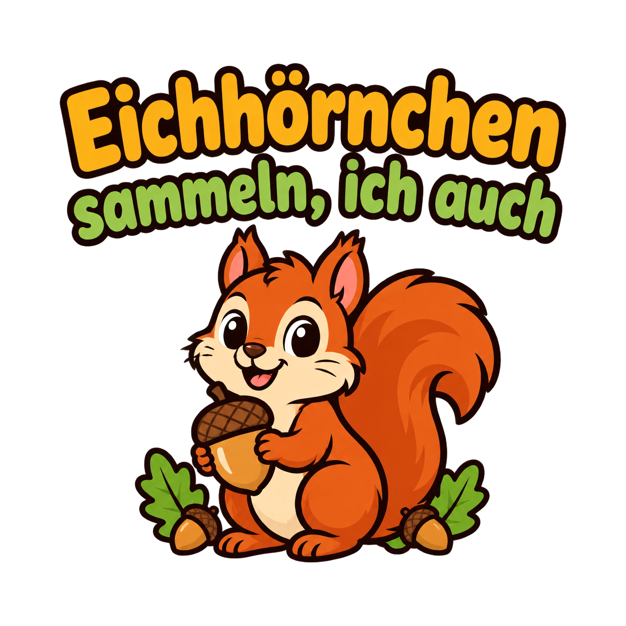Bügelbild Eichhörnchen sammeln, ich auch als Grafik auf weißem Hintergrund (BB019789)