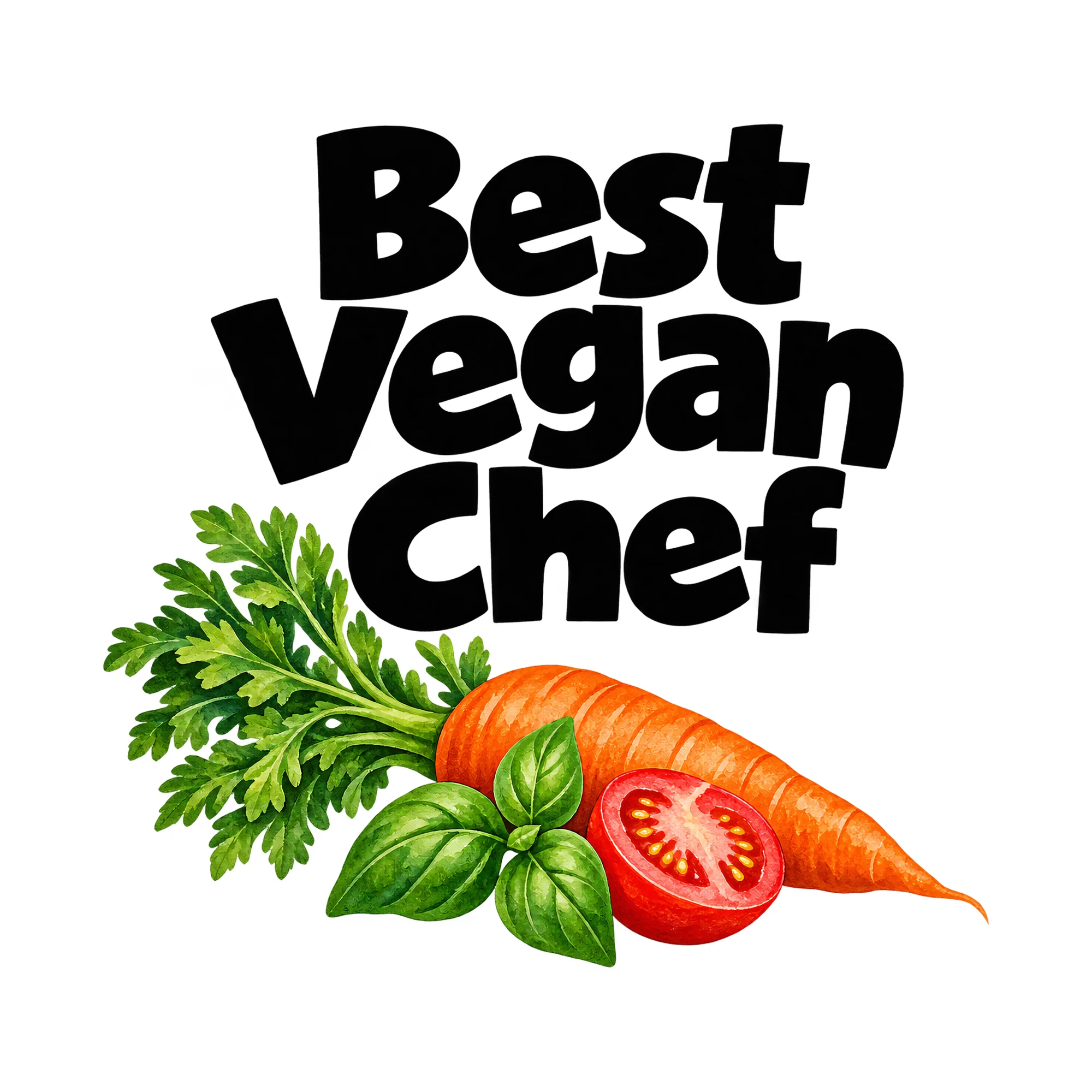Bügelbild Best Vegan Chef, Küchen Spruch Bügelbild als Grafik auf weißem Hintergrund (BB015062)