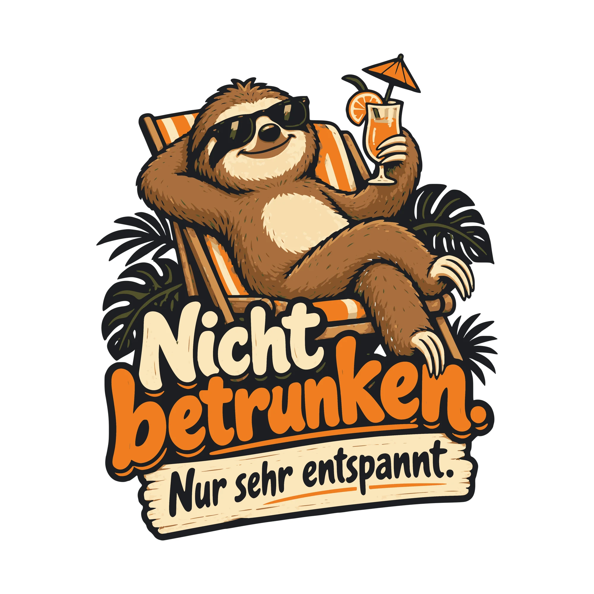 Bügelbild Nicht betrunken. Nur sehr entspannt. als Grafik auf weißem Hintergrund (BB011084)