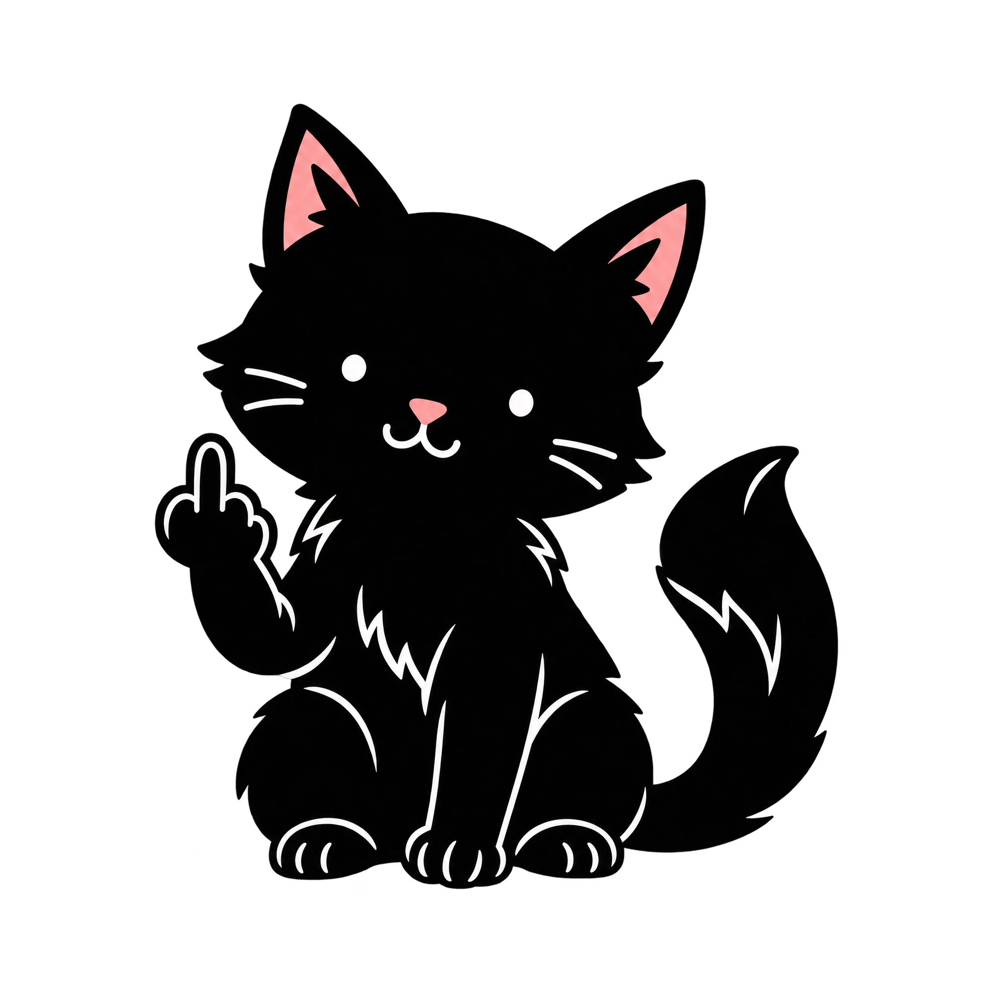 Bügelbild „Katzen Schatten Stinkefinger“, Tiere Shirt Motiv als Grafik auf weißem Hintergrund (BB016194)