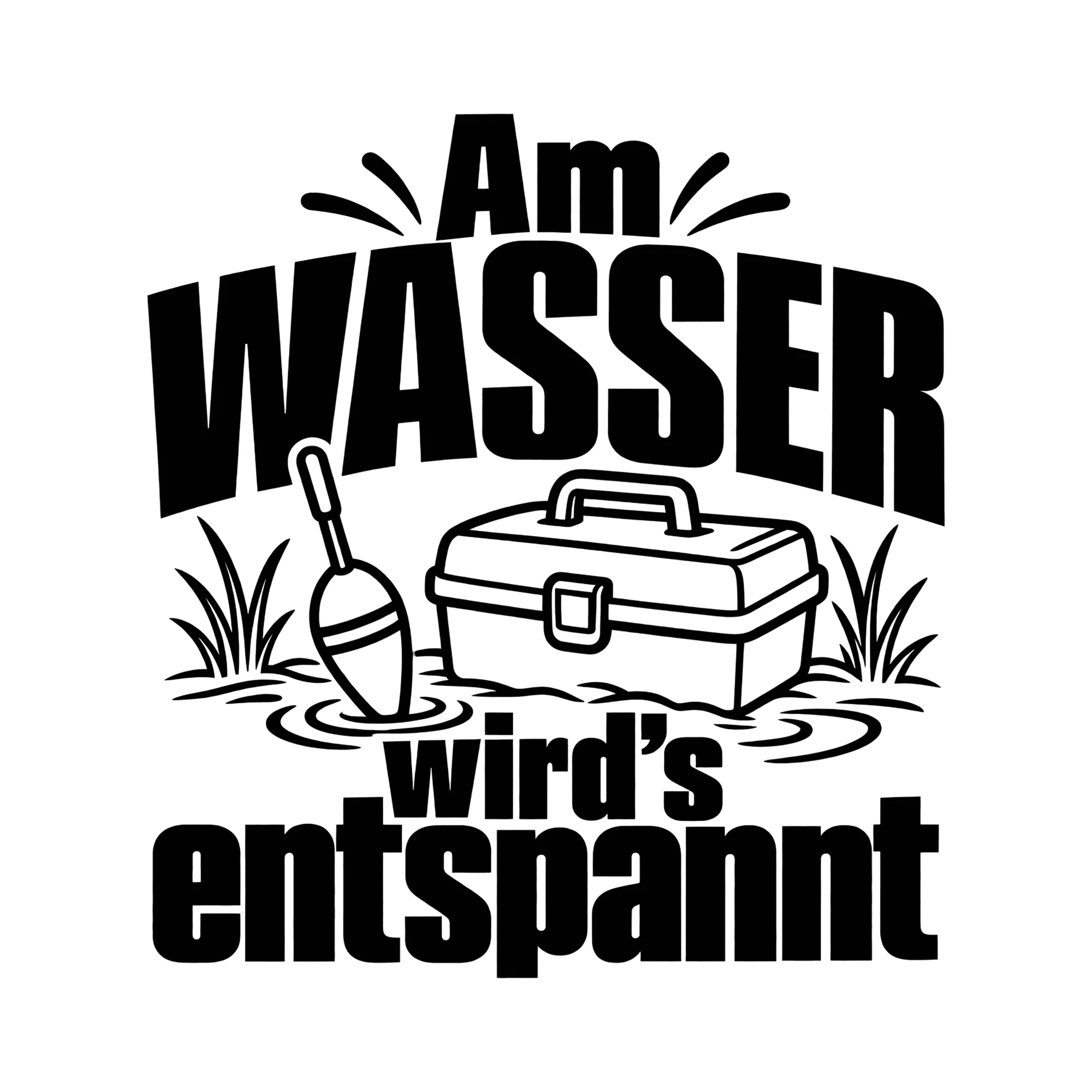 Bügelbild Am Wasser wird’s entspannt als Grafik auf weißem Hintergrund (BB011974)