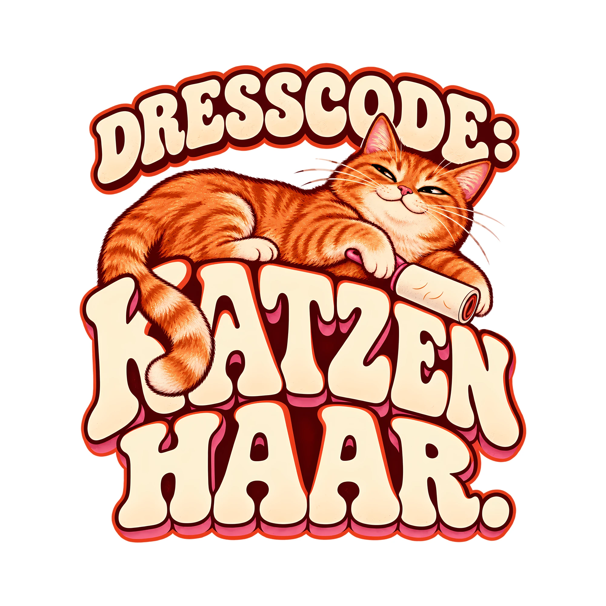 Bügelbild DRESSCODE: KATZENHAAR. als Grafik auf weißem Hintergrund (BB014047)