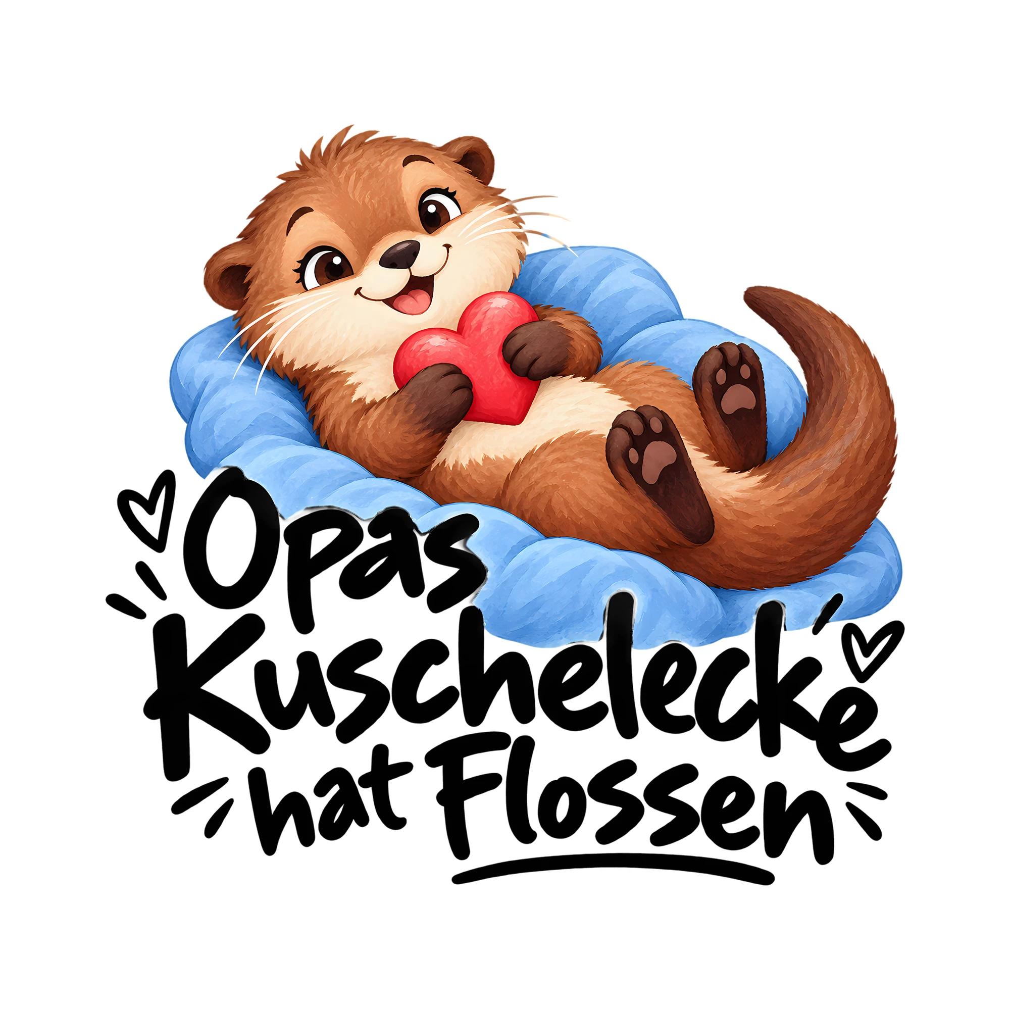 Bügelbild Opas Kuschelecke hat Flossen als Grafik auf weißem Hintergrund (BB012532)
