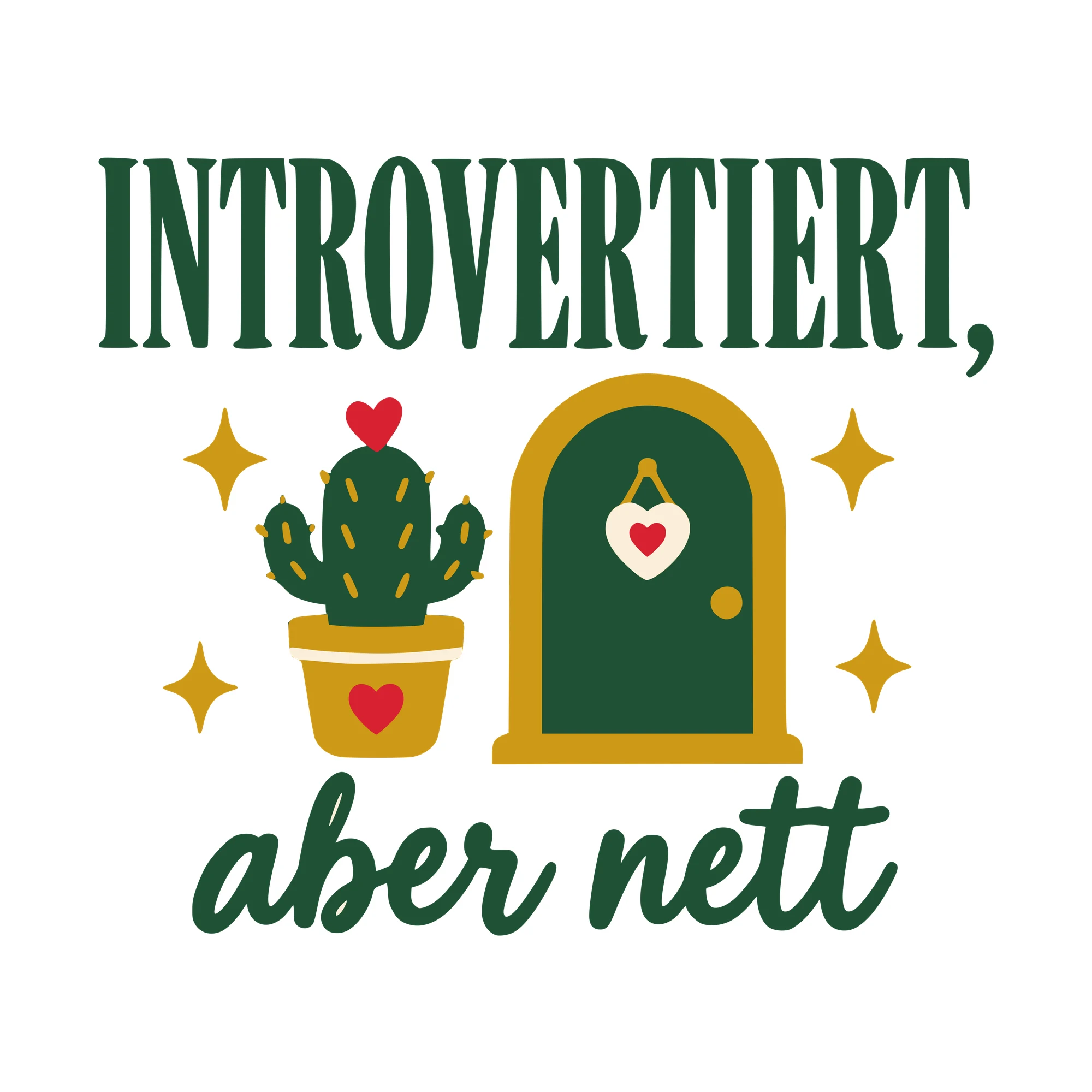 Bügelbild Introvertiert, aber nett als Grafik auf weißem Hintergrund (BB010631)