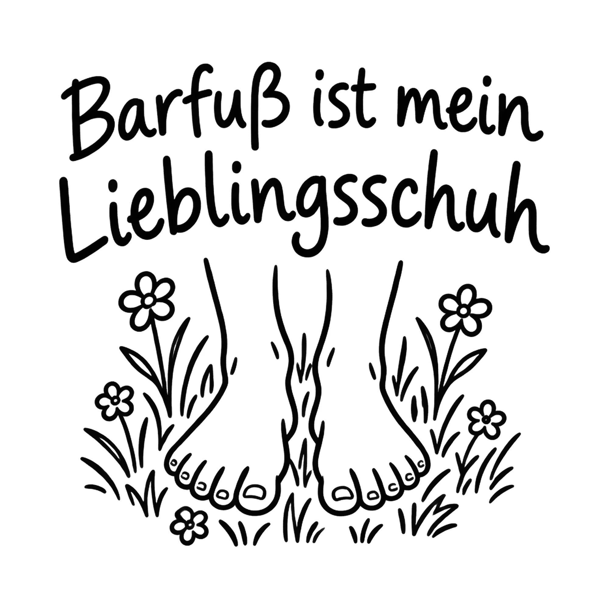 Bügelbild Barfuß ist mein Lieblingsschuh als Grafik auf weißem Hintergrund (BB019690)
