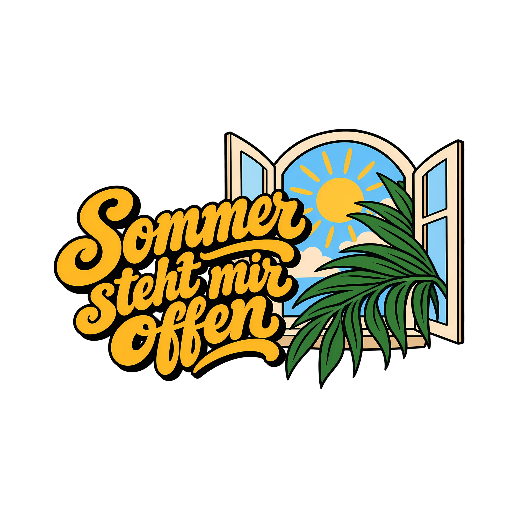 Bügelbild Sommer steht mir offen als Grafik auf weißem Hintergrund (BB014377)