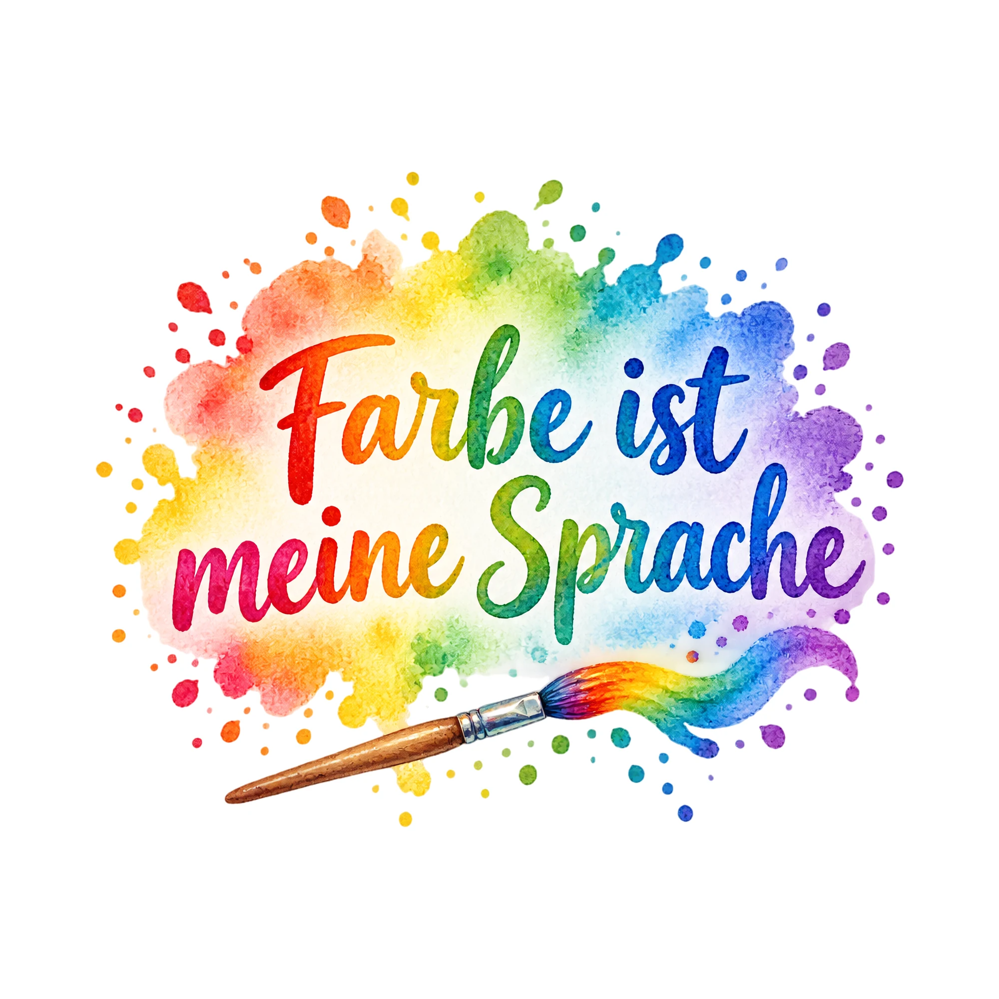 Bügelbild Farbe ist meine Sprache als Grafik auf weißem Hintergrund (BB019384)