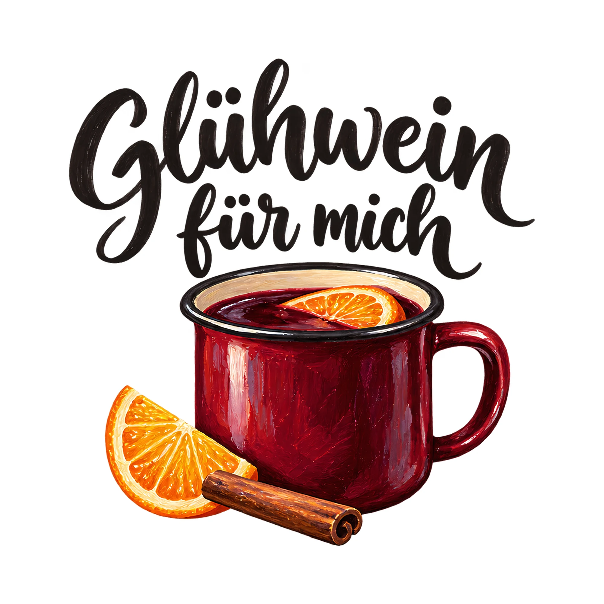 Bügelbild Glühwein für mich, Weihnachten Shirt Motiv als Grafik auf weißem Hintergrund (BB017909)