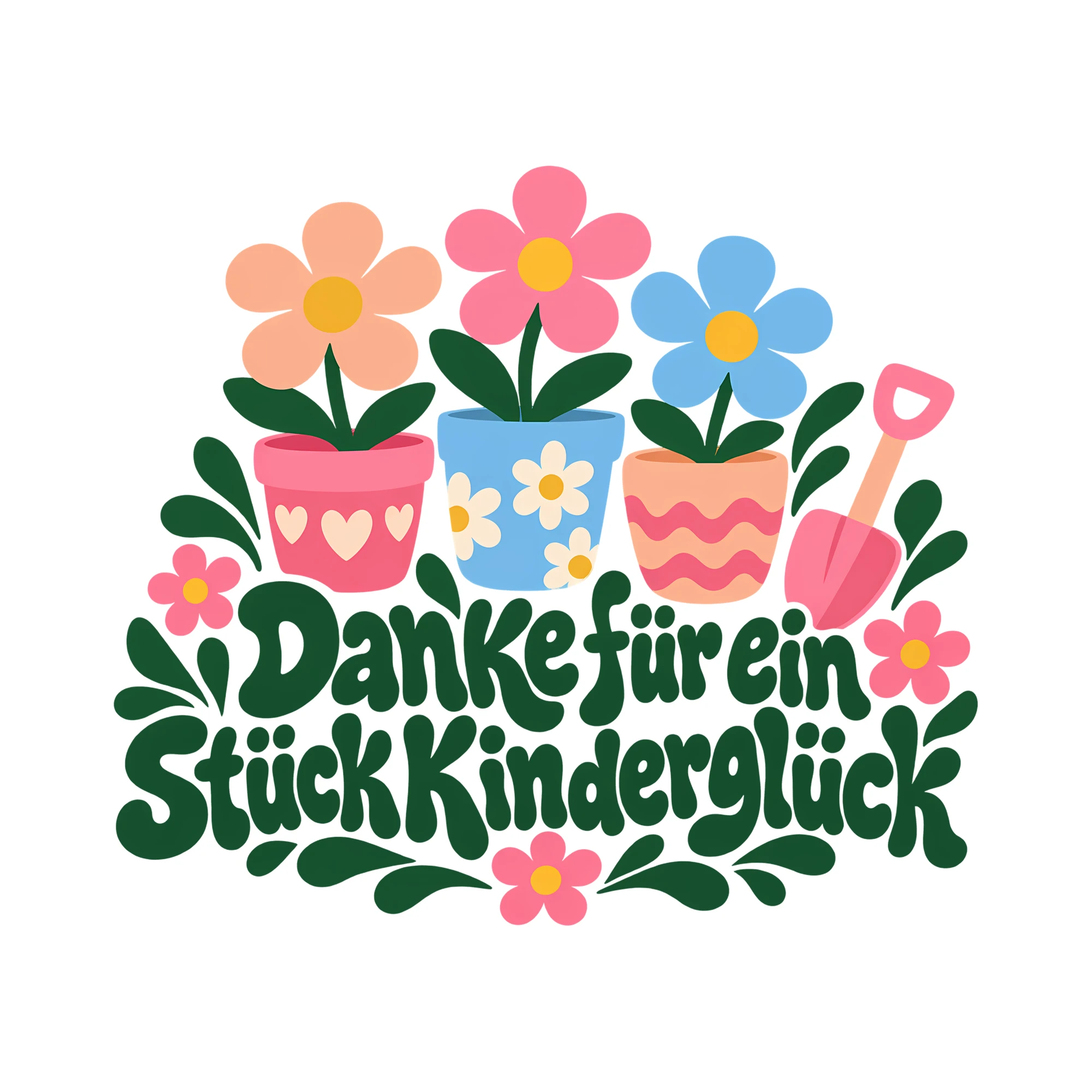 Bügelbild Danke für ein Stück Kinderglück als Grafik auf weißem Hintergrund (BB011456)