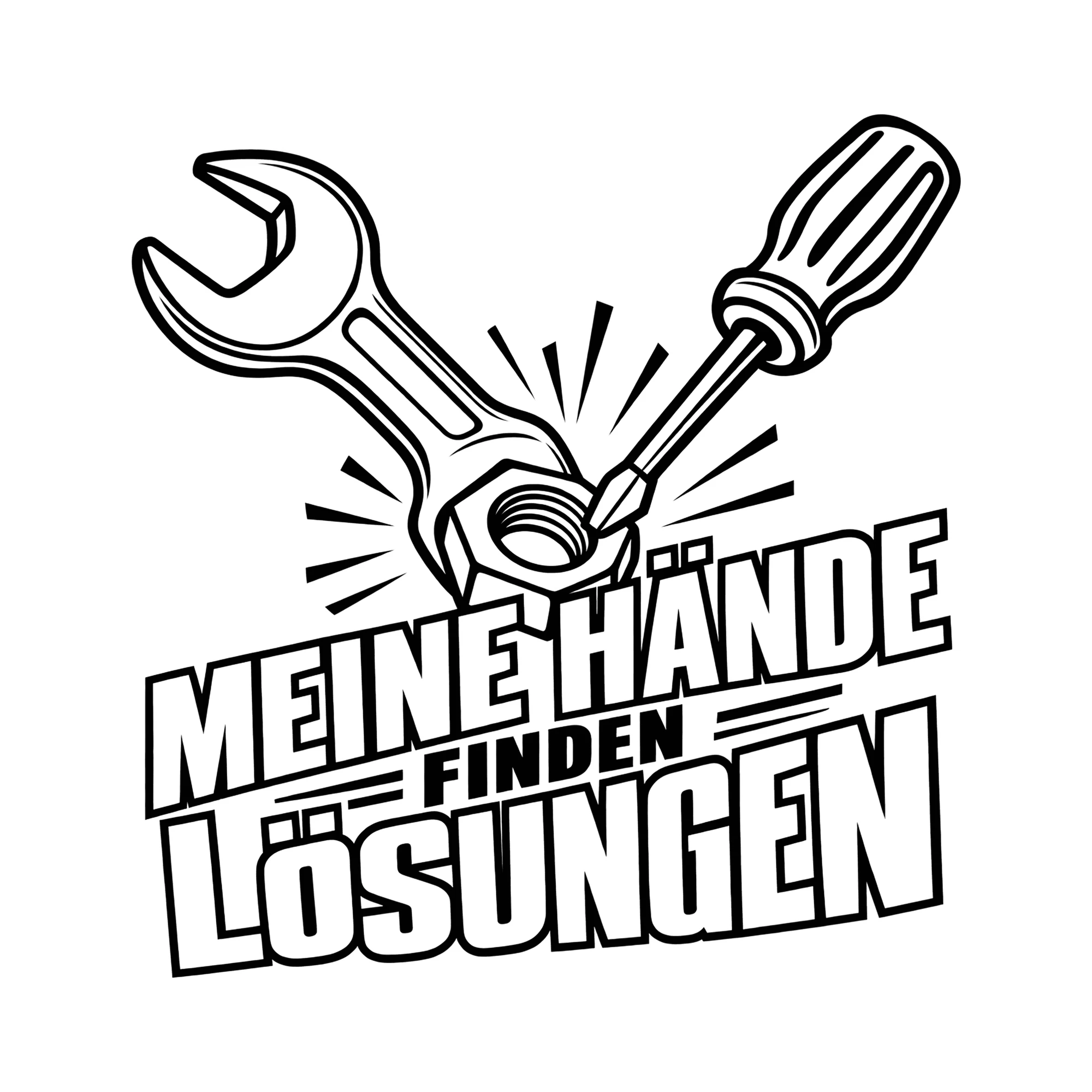 Bügelbild MEINE HÄNDE FINDEN LÖSUNGEN als Grafik auf weißem Hintergrund (BB014374)