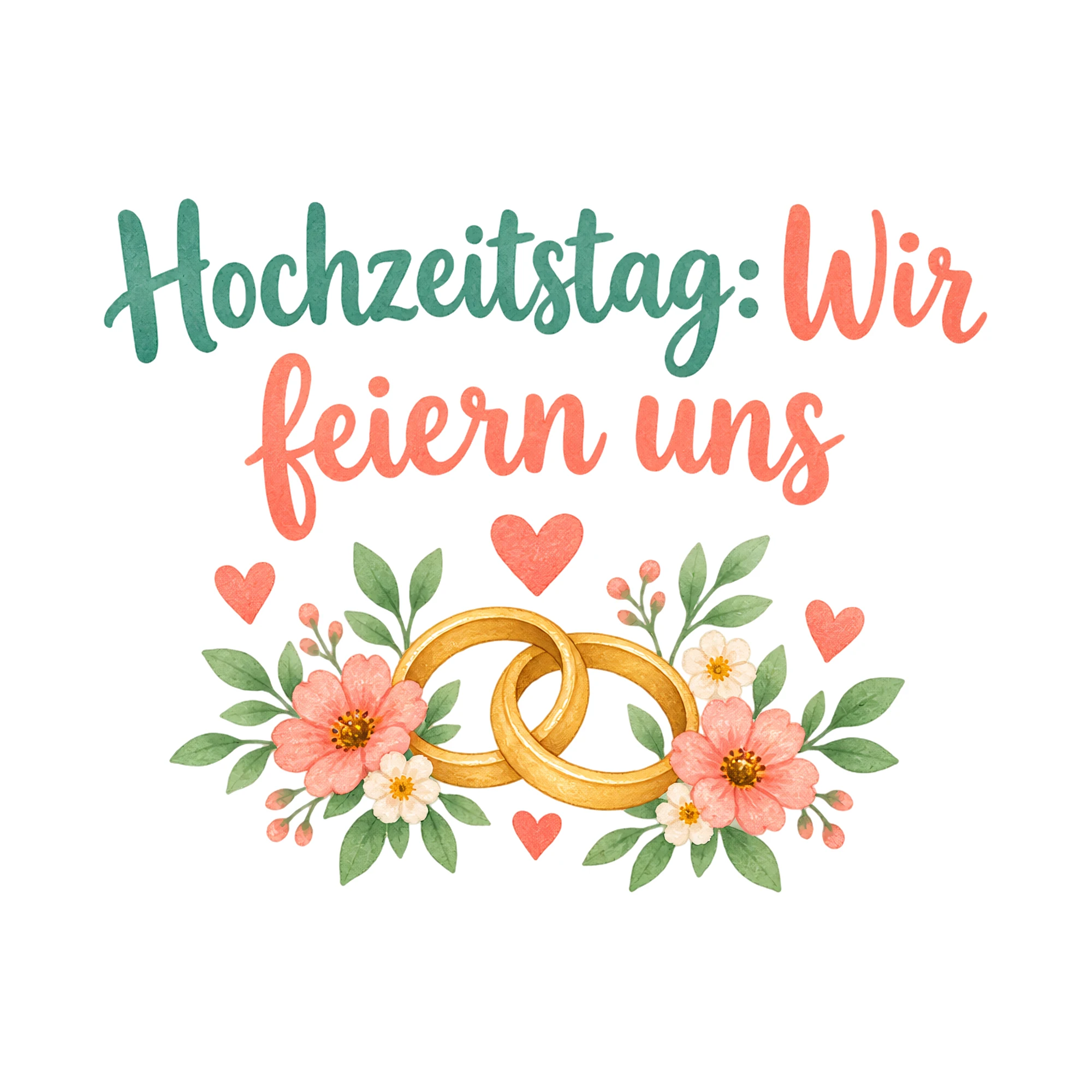 Bügelbild Hochzeitstag: Wir feiern uns als Grafik auf weißem Hintergrund (BB020570)