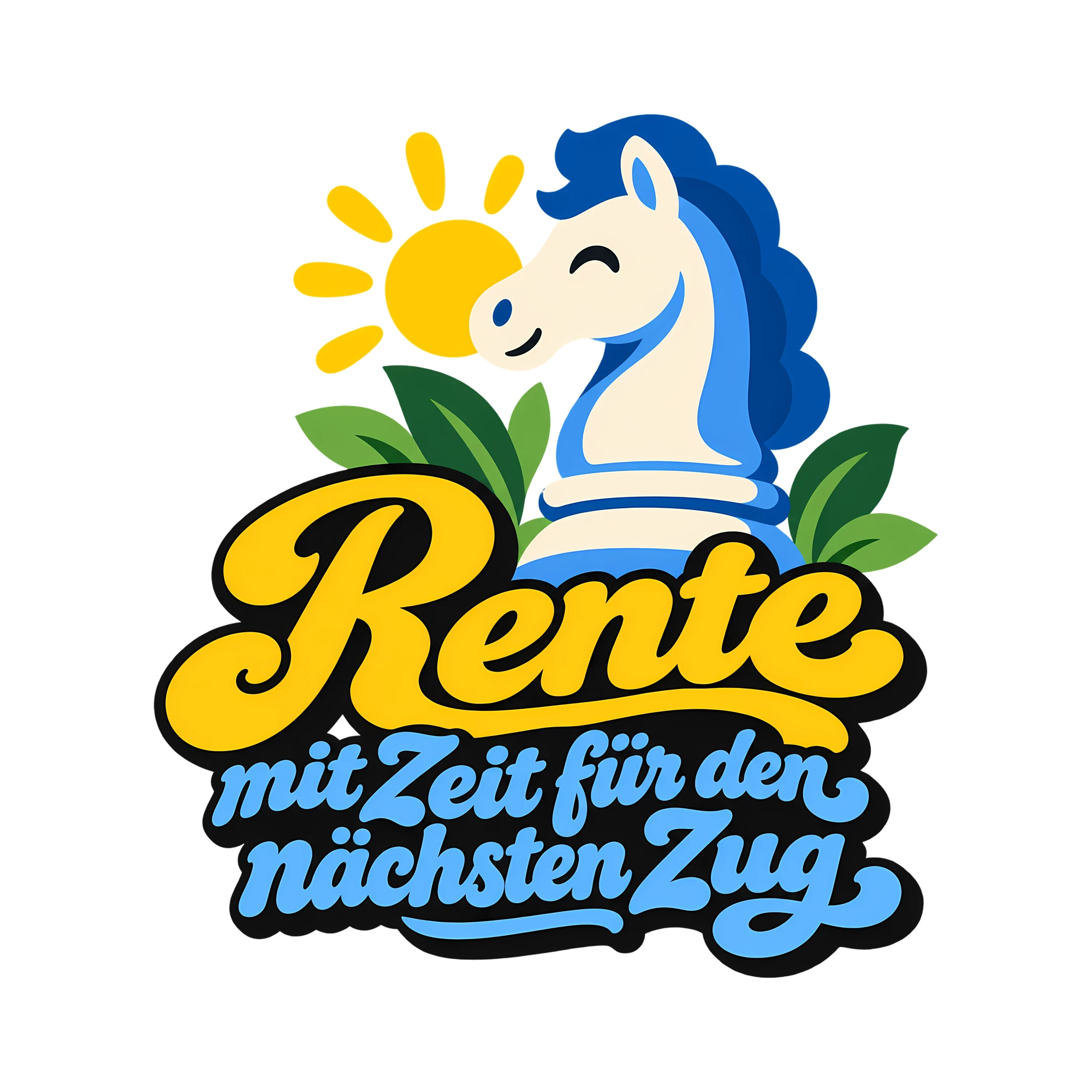 Bügelbild Rente mit Zeit für den nächsten Zug als Grafik auf weißem Hintergrund (BB011740)