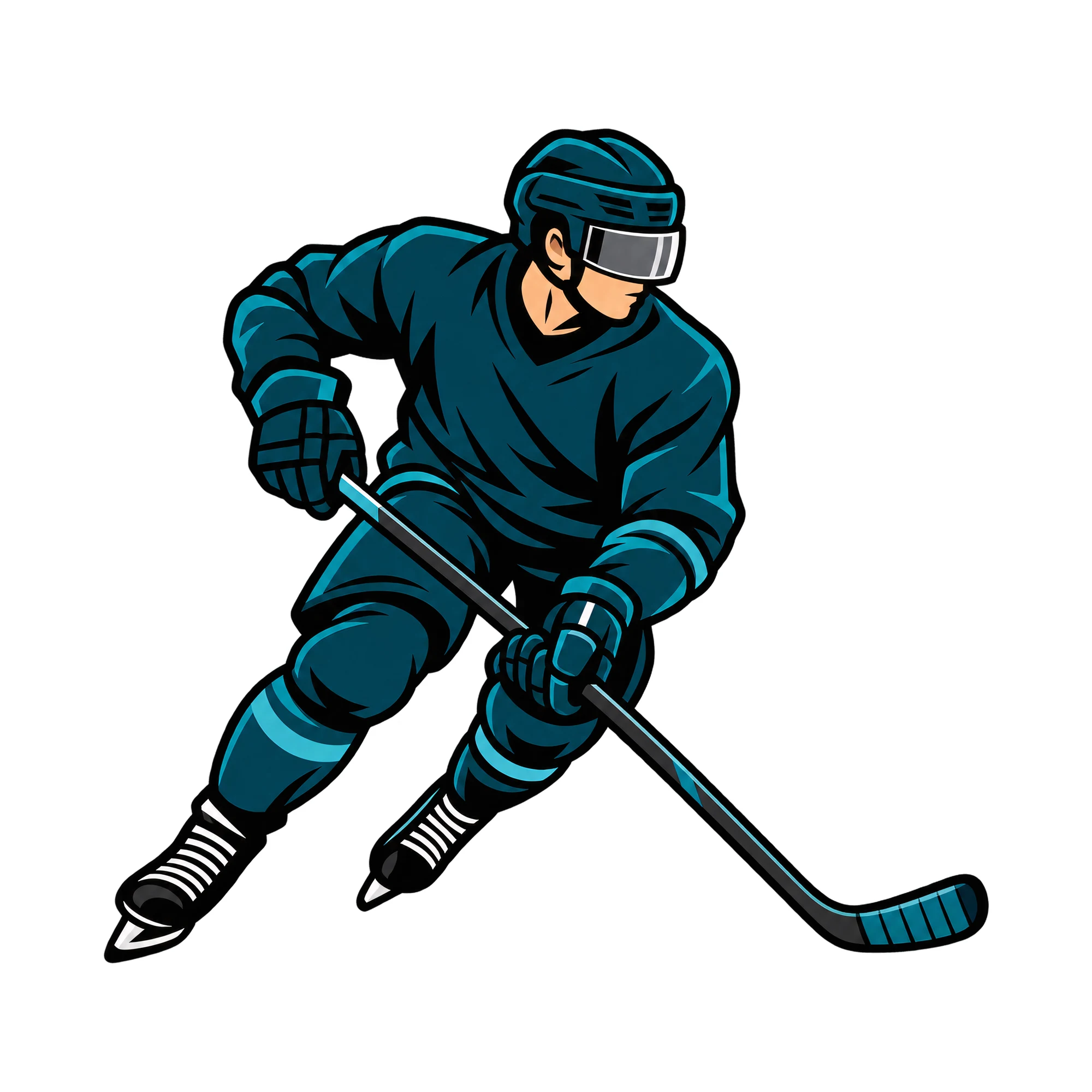 Bügelbild Ice Hockey Spieler, Lustiger Shirt Motiv als Grafik auf weißem Hintergrund (BB015570)