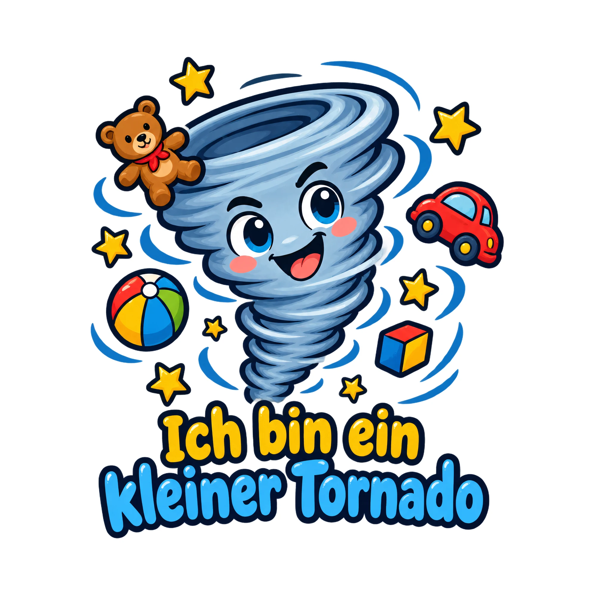 Bügelbild Ich bin ein kleiner Tornado, Kinder Shirt Motiv als Grafik auf weißem Hintergrund (BB016740)