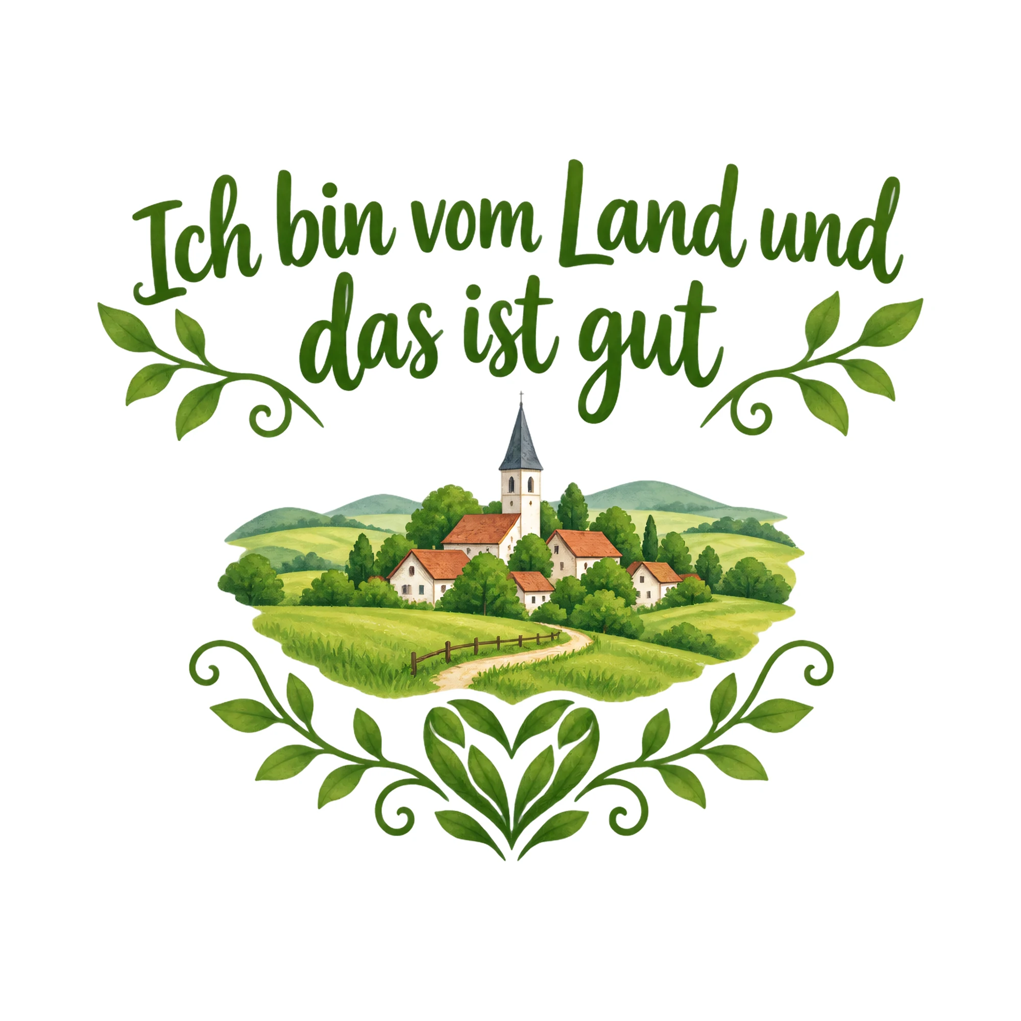 Bügelbild Ich bin vom Land und das ist gut als Grafik auf weißem Hintergrund (BB020326)