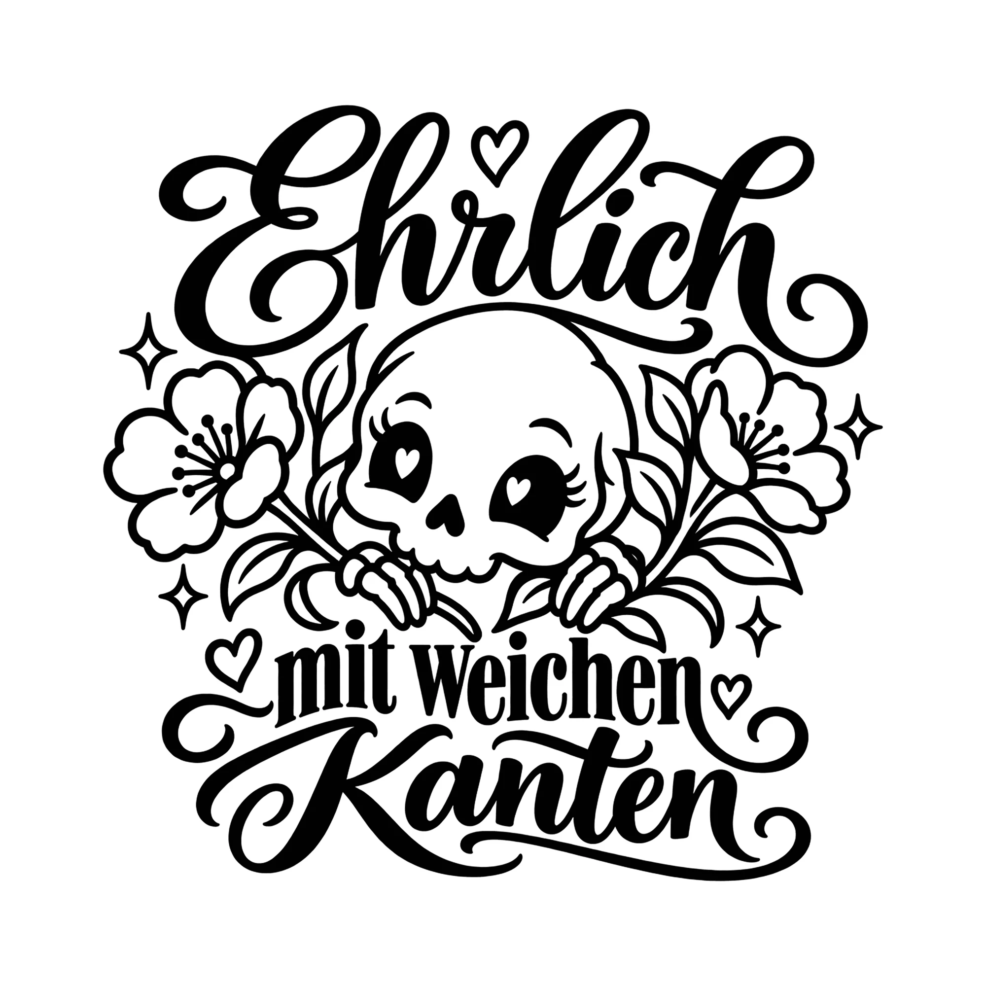 Bügelbild Ehrlich mit weichen Kanten als Grafik auf weißem Hintergrund (BB014495)