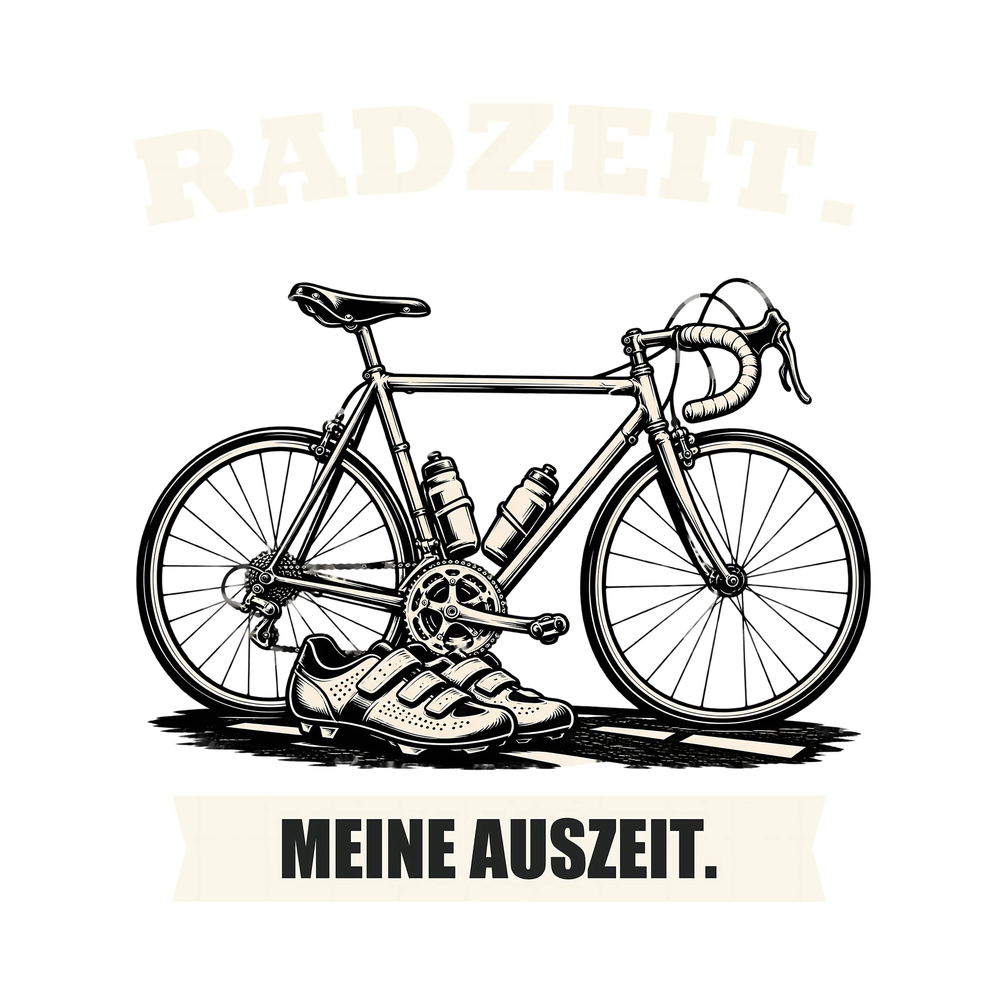 Bügelbild RADZEIT. MEINE AUSZEIT. als Grafik auf weißem Hintergrund (BB013707)