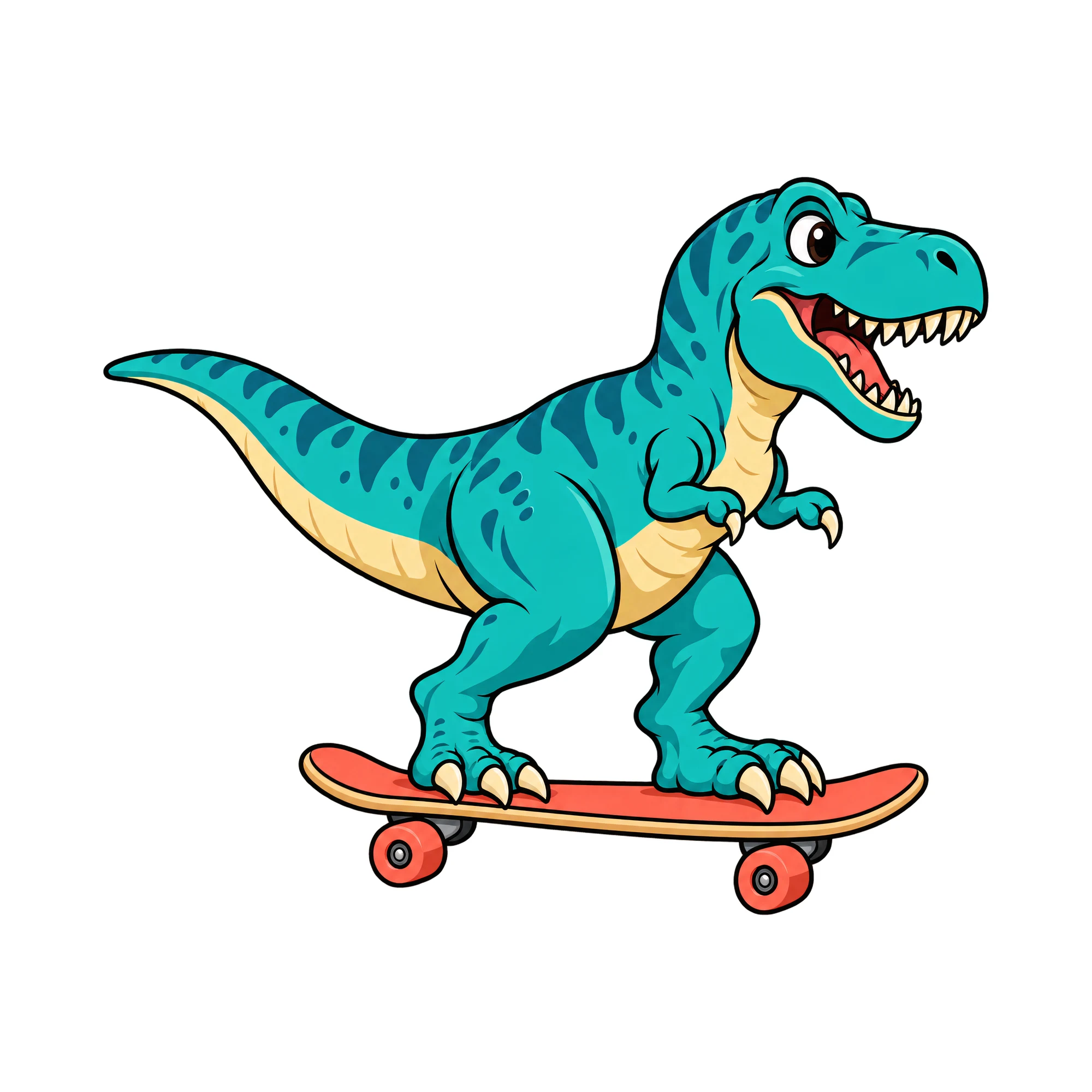 Bügelbild Trex Skateboard, Lustiger Shirt Motiv als Grafik auf weißem Hintergrund (BB015622)