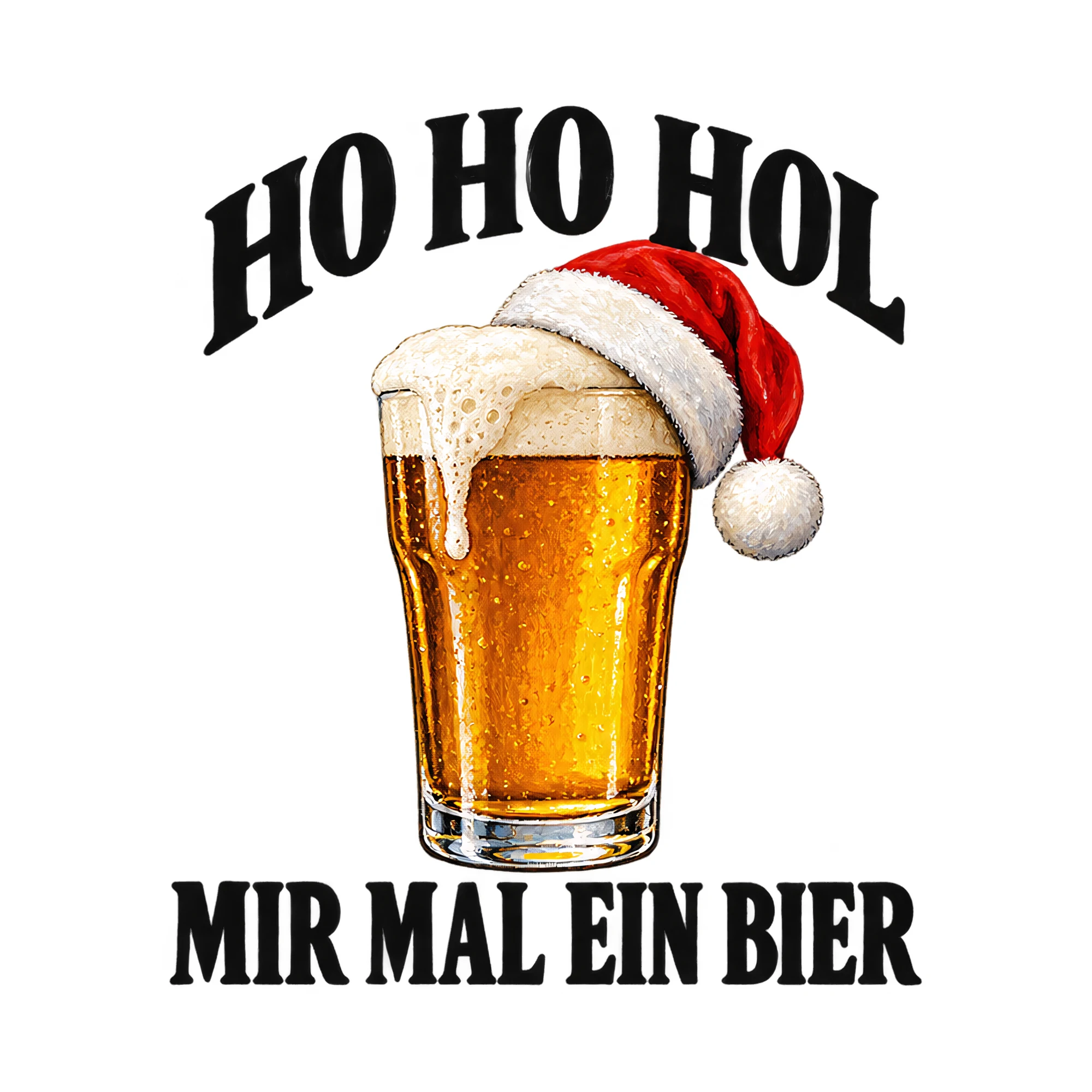 Bügelbild Ho Ho hol mir mal ein Bier, Weihnachten Shirt Motiv als Grafik auf weißem Hintergrund (BB017943)