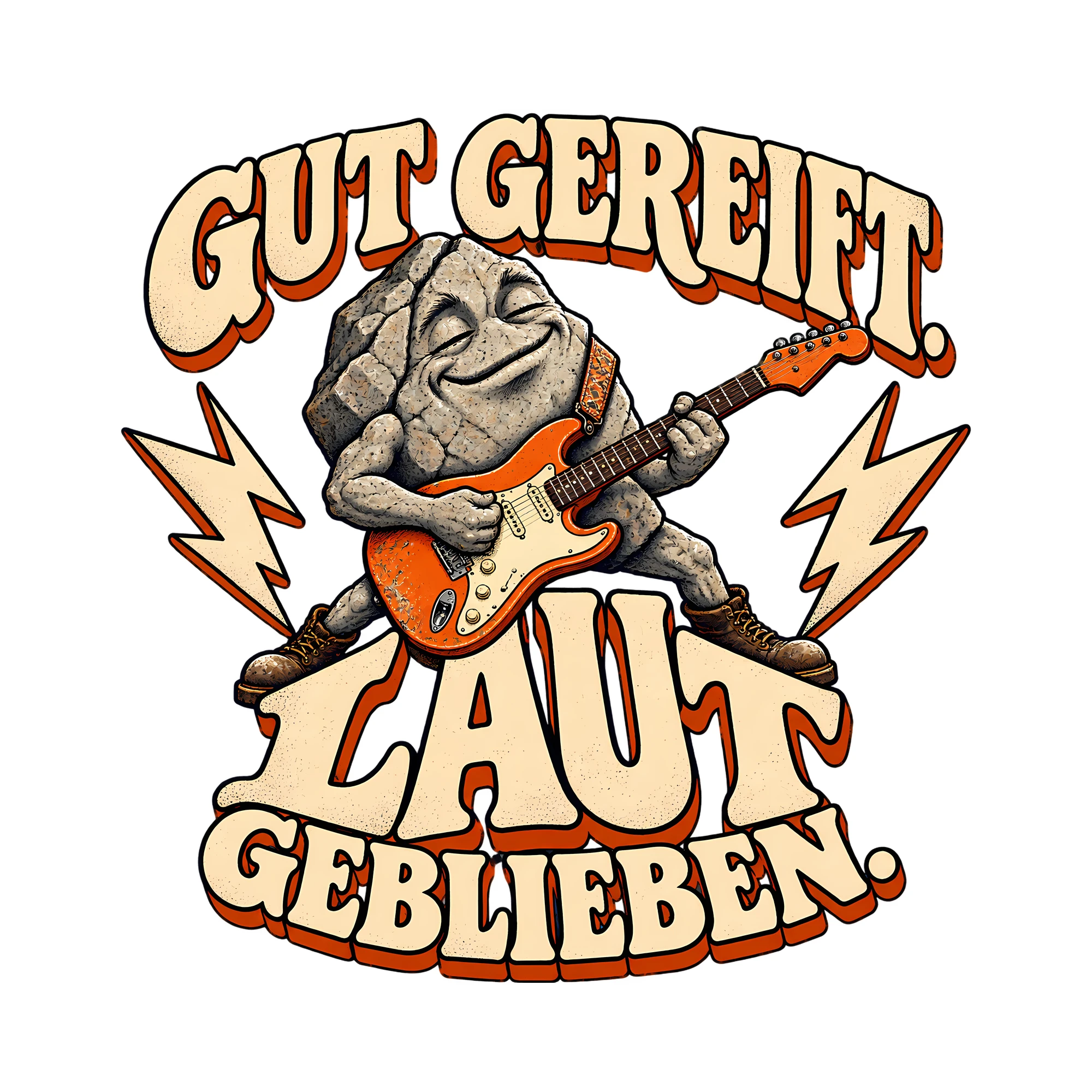 Bügelbild GUT GEREIFT. LAUT GEBLIEBEN. als Grafik auf weißem Hintergrund (BB013371)