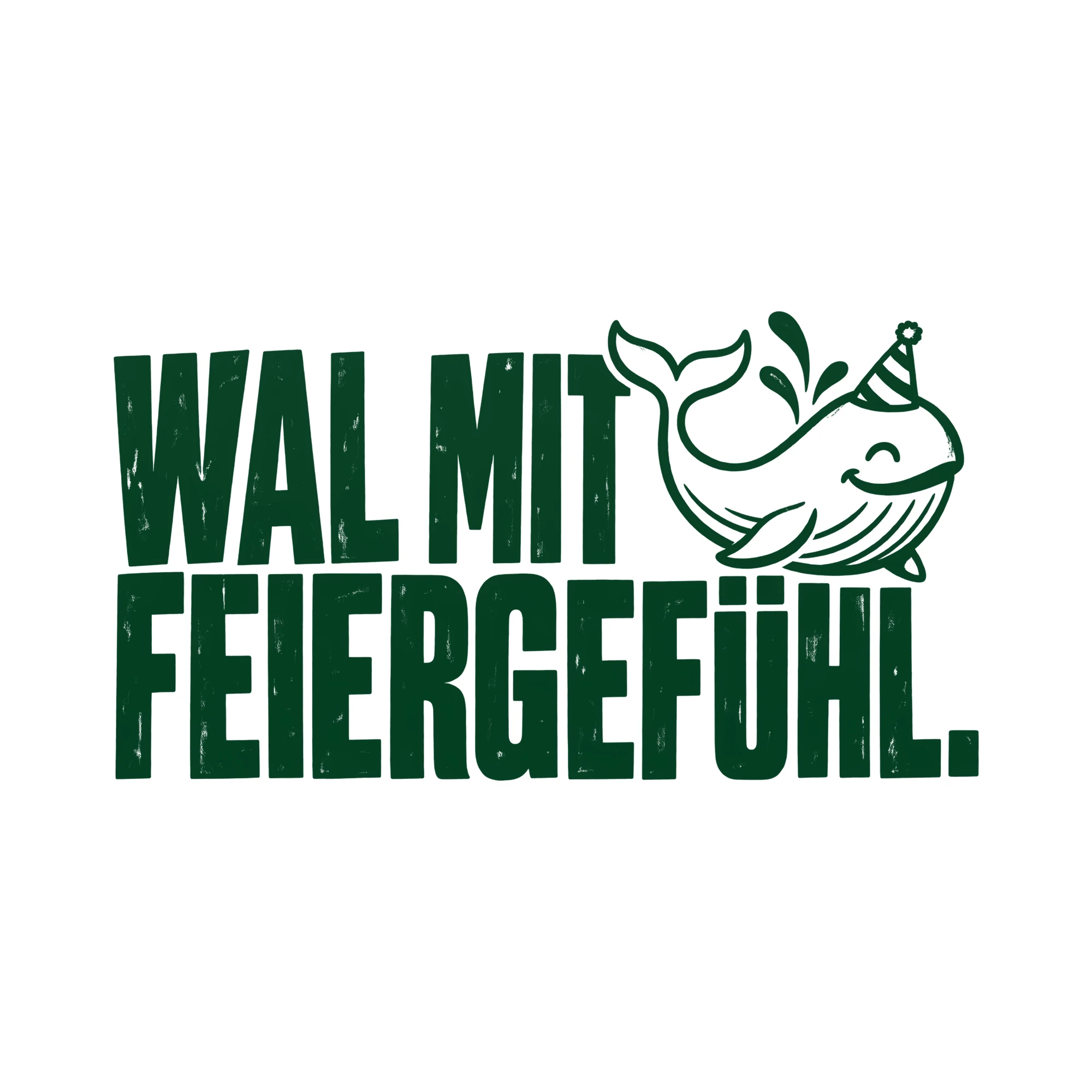 Bügelbild WAL MIT FEIERGEFÜHL. als Grafik auf weißem Hintergrund (BB011855)
