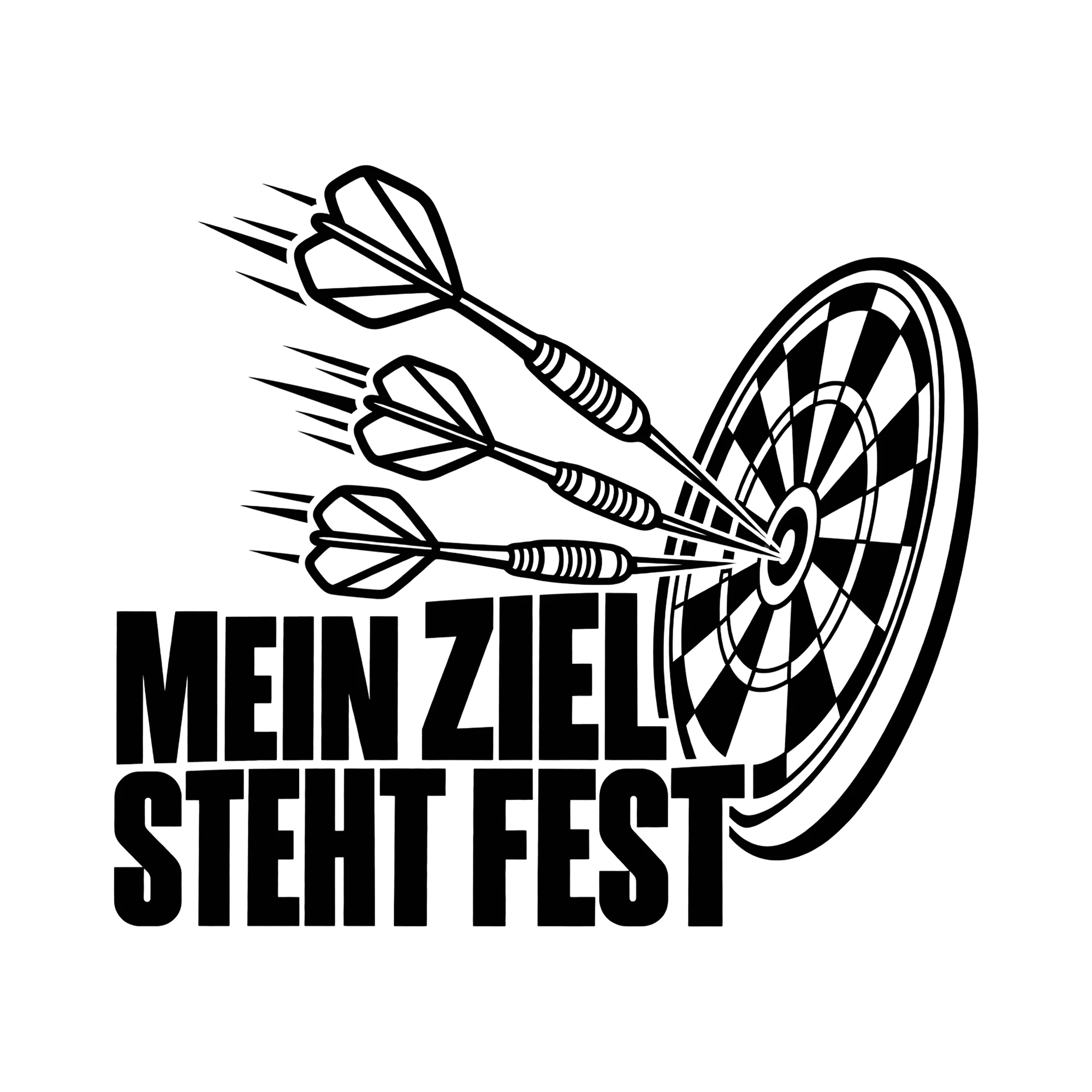 Bügelbild MEIN ZIEL STEHT FEST als Grafik auf weißem Hintergrund (BB013763)