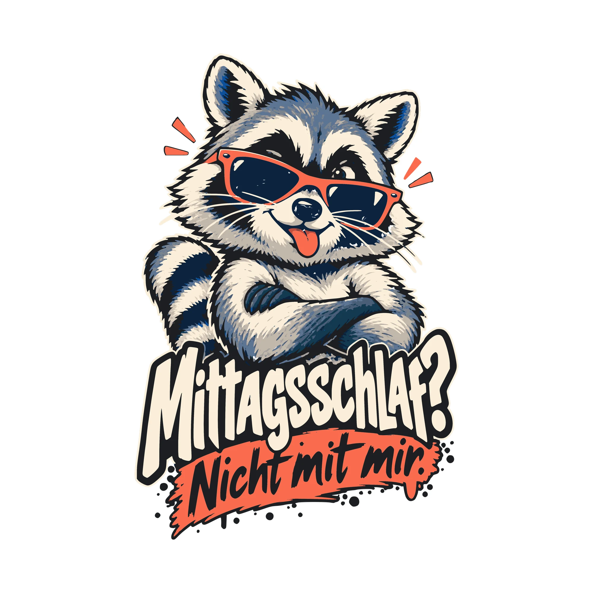 Bügelbild Mittagsschlaf? Nicht mit mir. als Grafik auf weißem Hintergrund (BB011146)