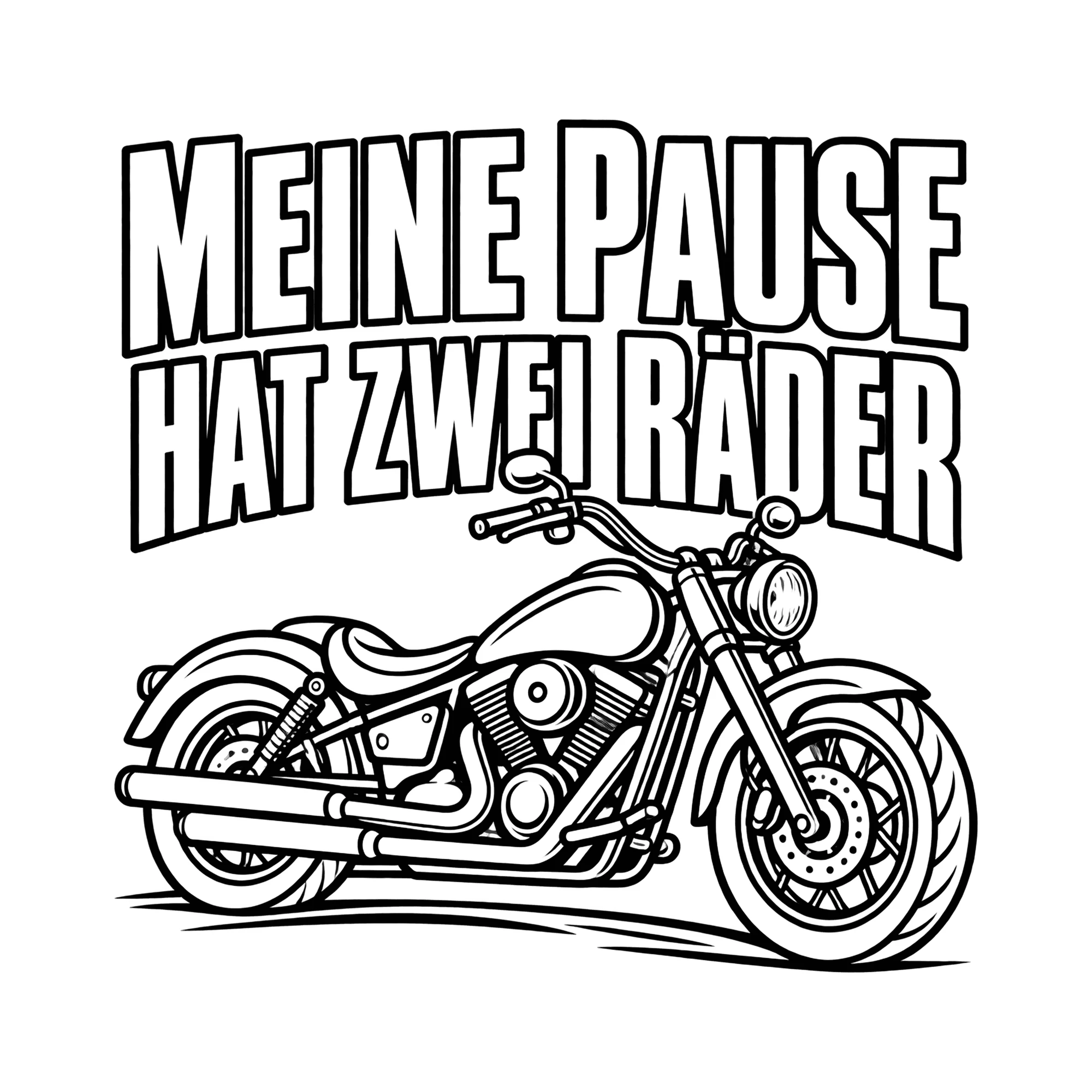 Bügelbild MEINE PAUSE HAT ZWEI RÄDER als Grafik auf weißem Hintergrund (BB012916)