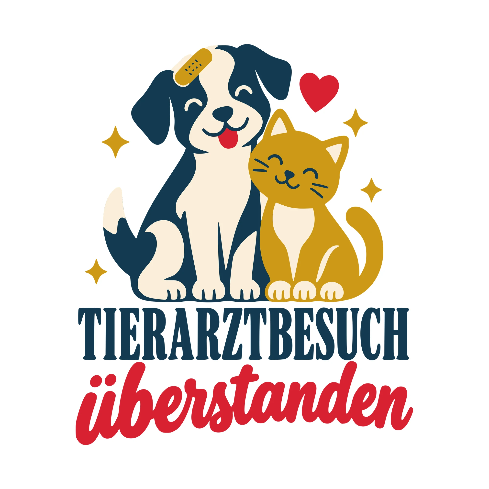 Bügelbild Tierarztbesuch überstanden als Grafik auf weißem Hintergrund (BB010600)