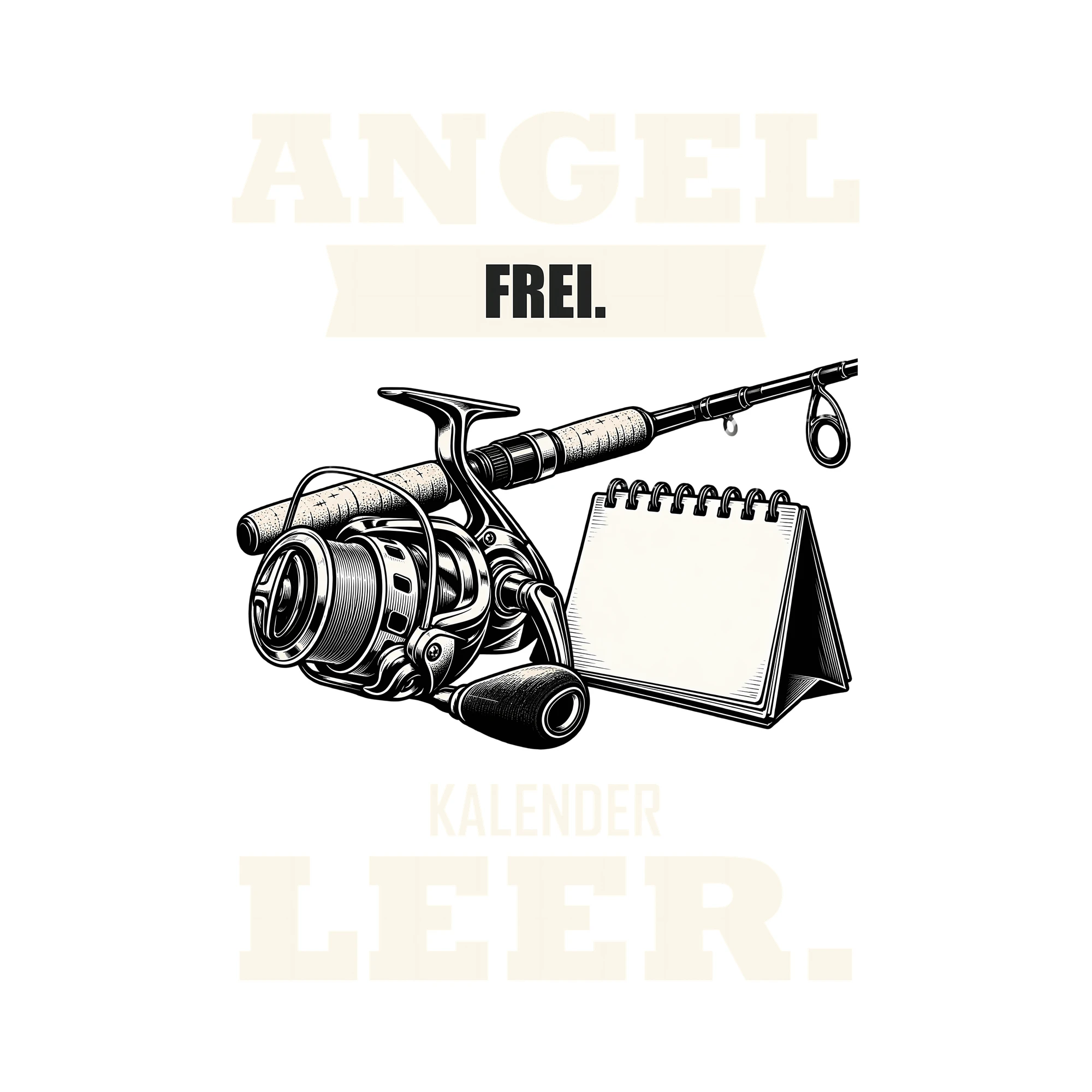 Bügelbild ANGEL FREI. KALENDER LEER. als Grafik auf weißem Hintergrund (BB011503)