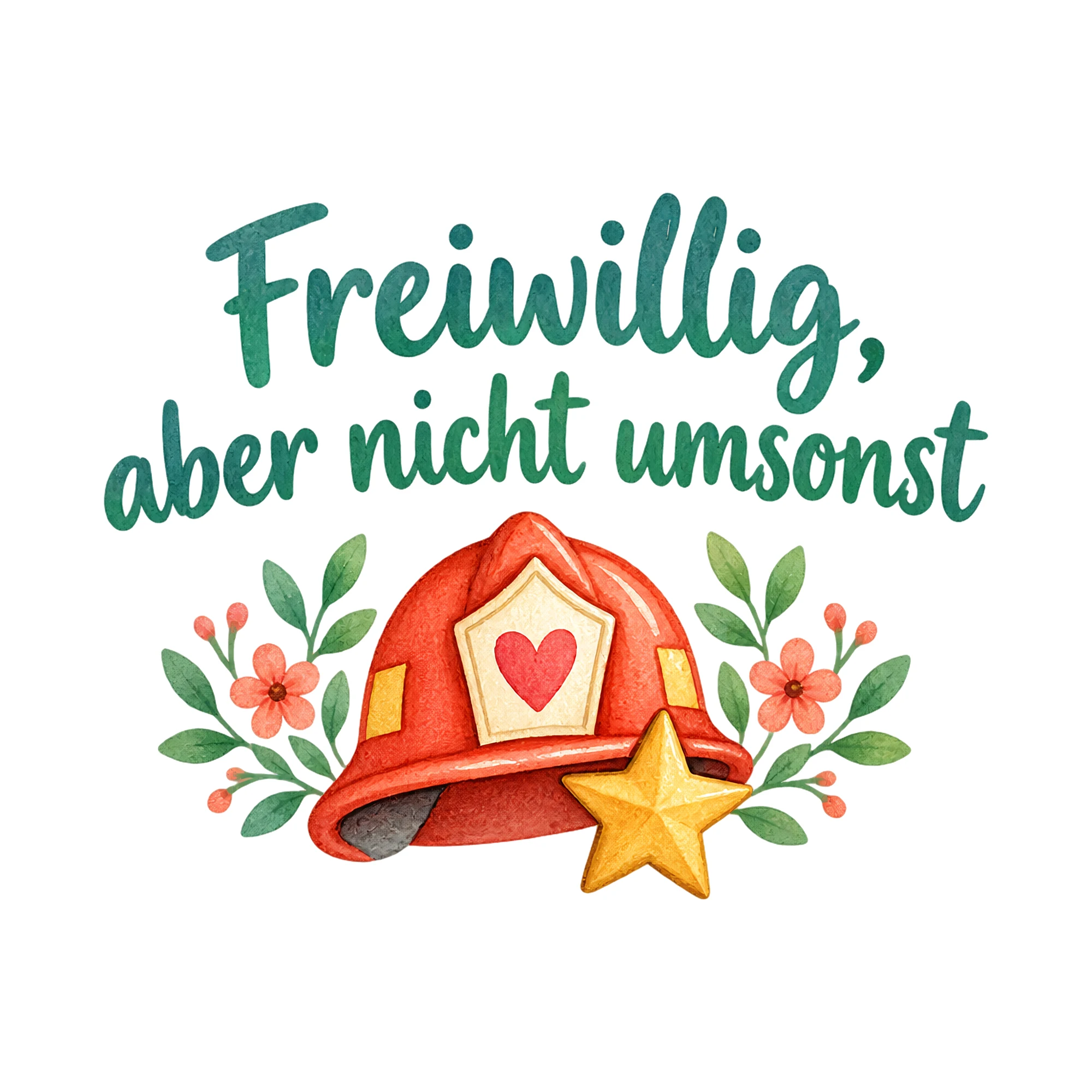 Bügelbild Freiwillig, aber nicht umsonst als Grafik auf weißem Hintergrund (BB020424)