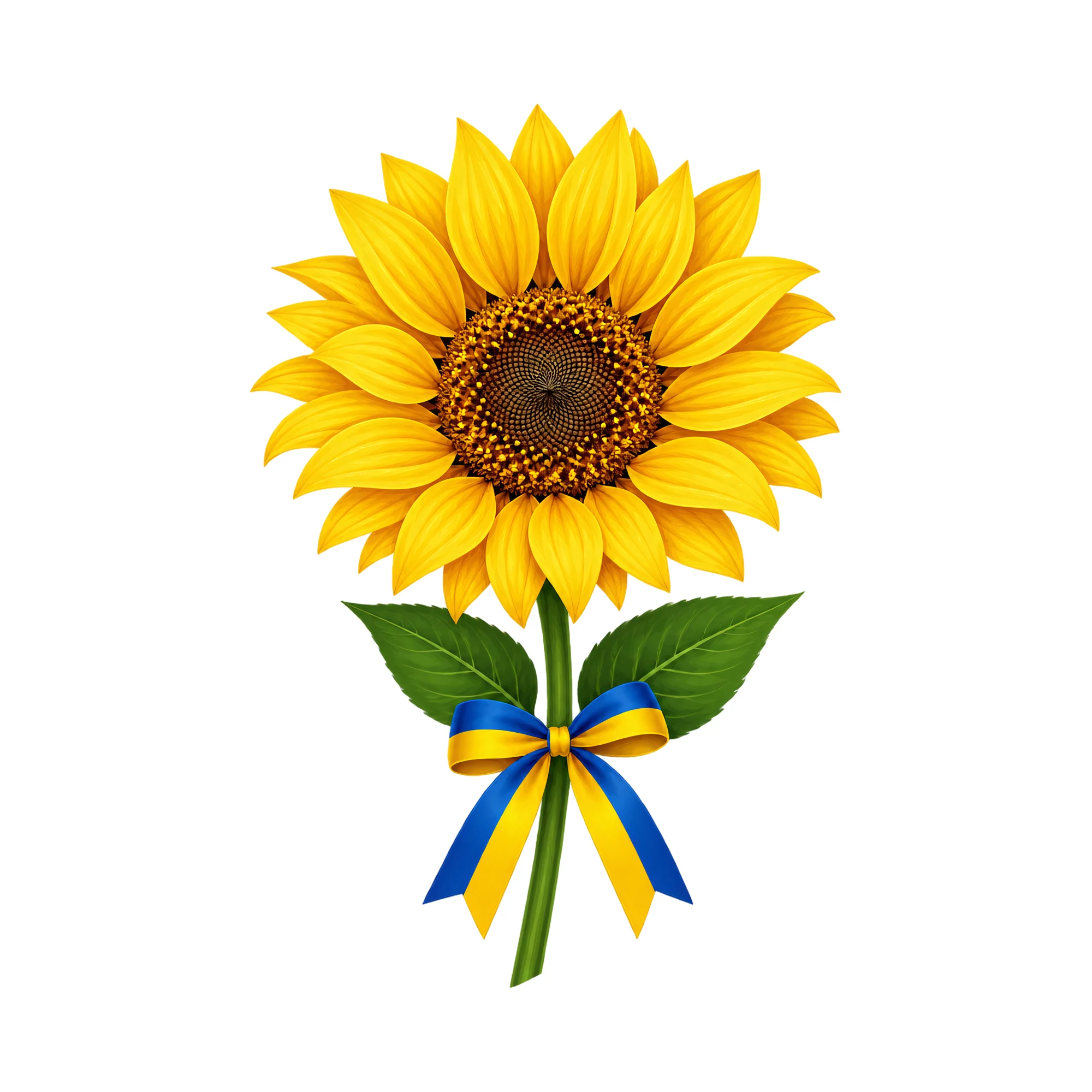 Bügelbild Sonnenblume mit Schleife, Lustiger Shirt Motiv als Grafik auf weißem Hintergrund (BB017097)