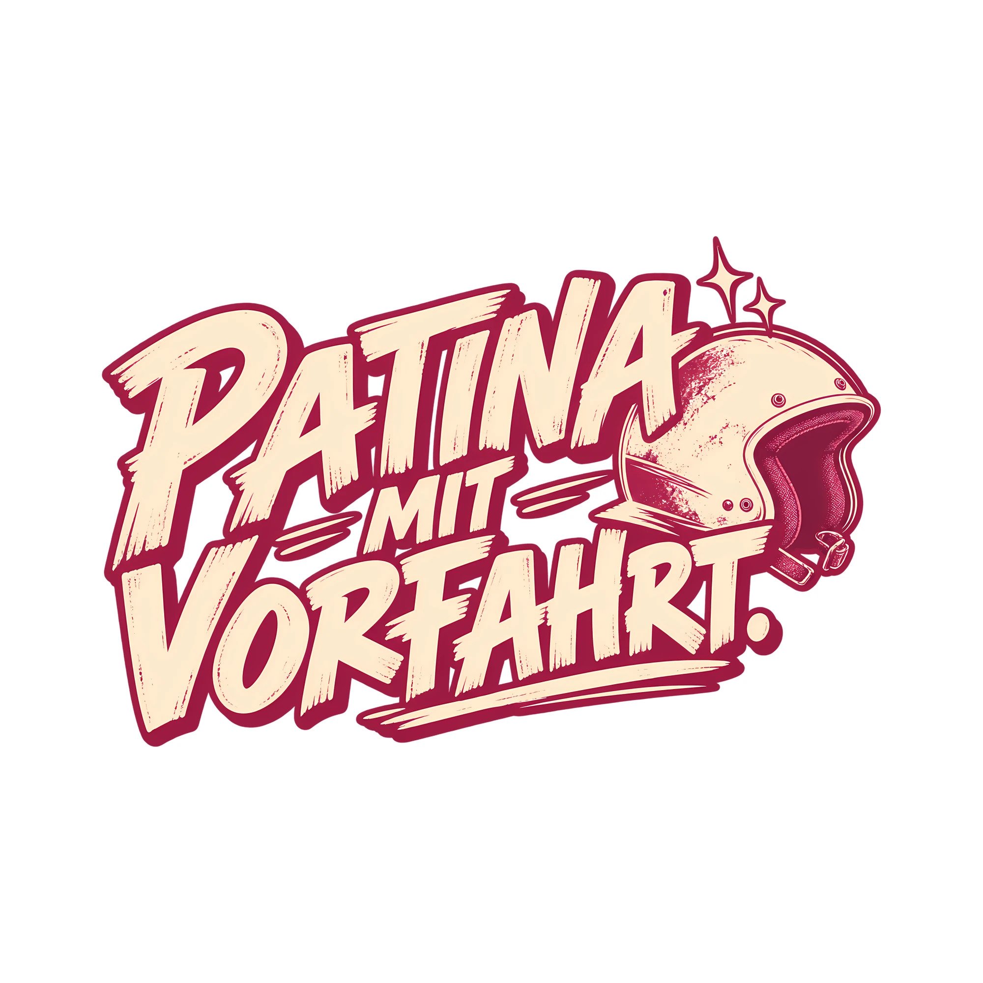 Bügelbild PATINA MIT VORFAHRT. als Grafik auf weißem Hintergrund (BB013957)