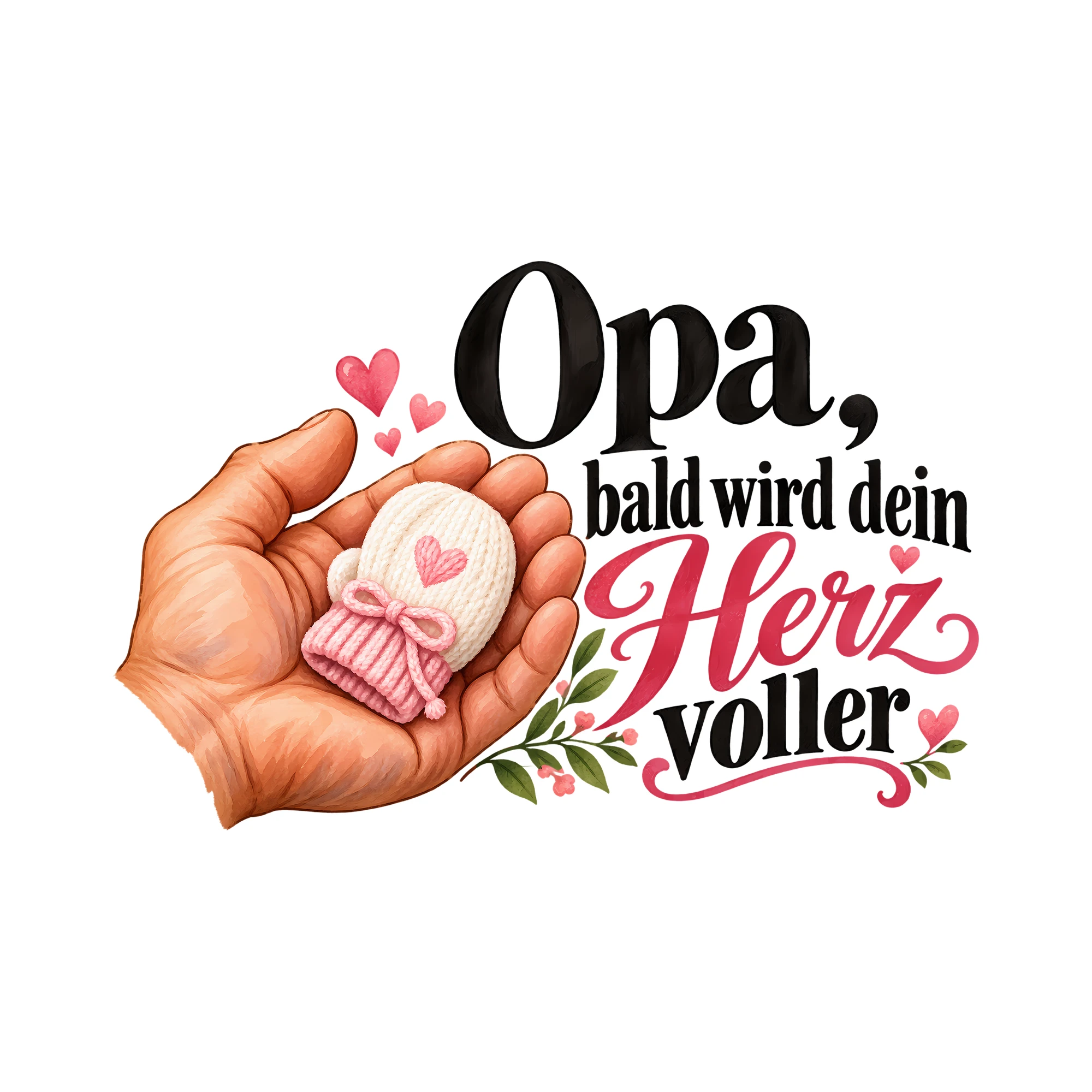 Bügelbild Opa, bald wird dein Herz voller als Grafik auf weißem Hintergrund (BB012513)