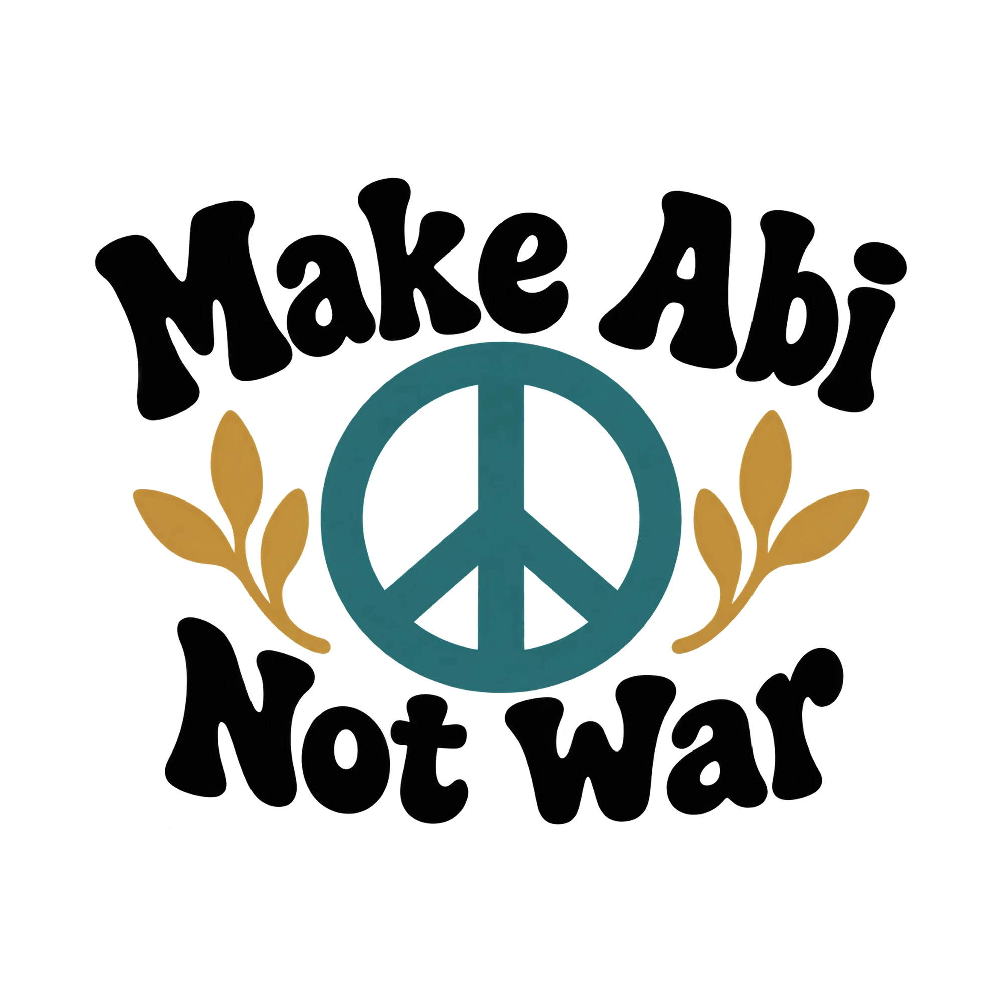 Bügelbild „Make Abi Not War“, Abi Shirt Spruch als Grafik auf weißem Hintergrund (BB014890)