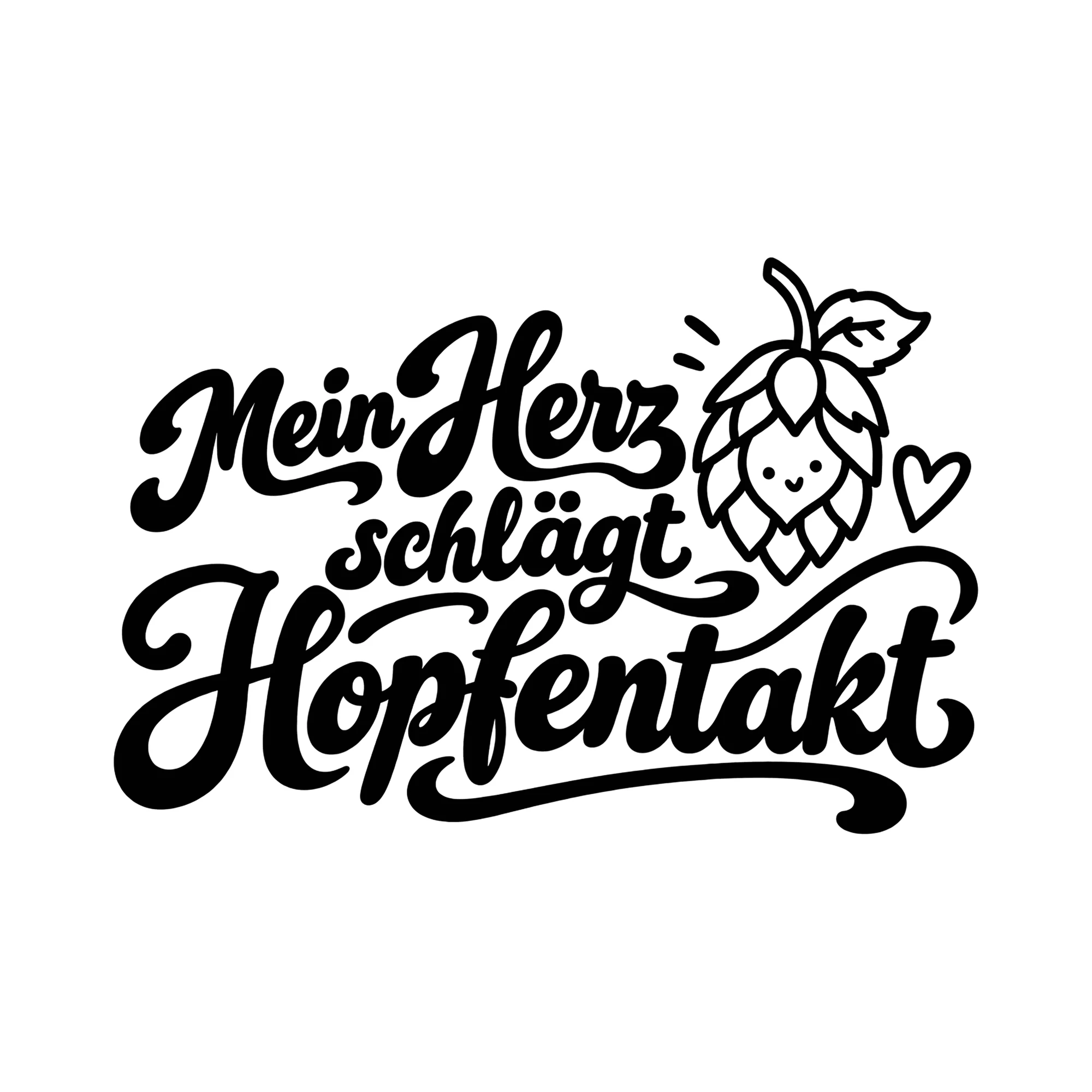 Bügelbild Mein Herz schlägt Hopfentakt als Grafik auf weißem Hintergrund (BB011996)