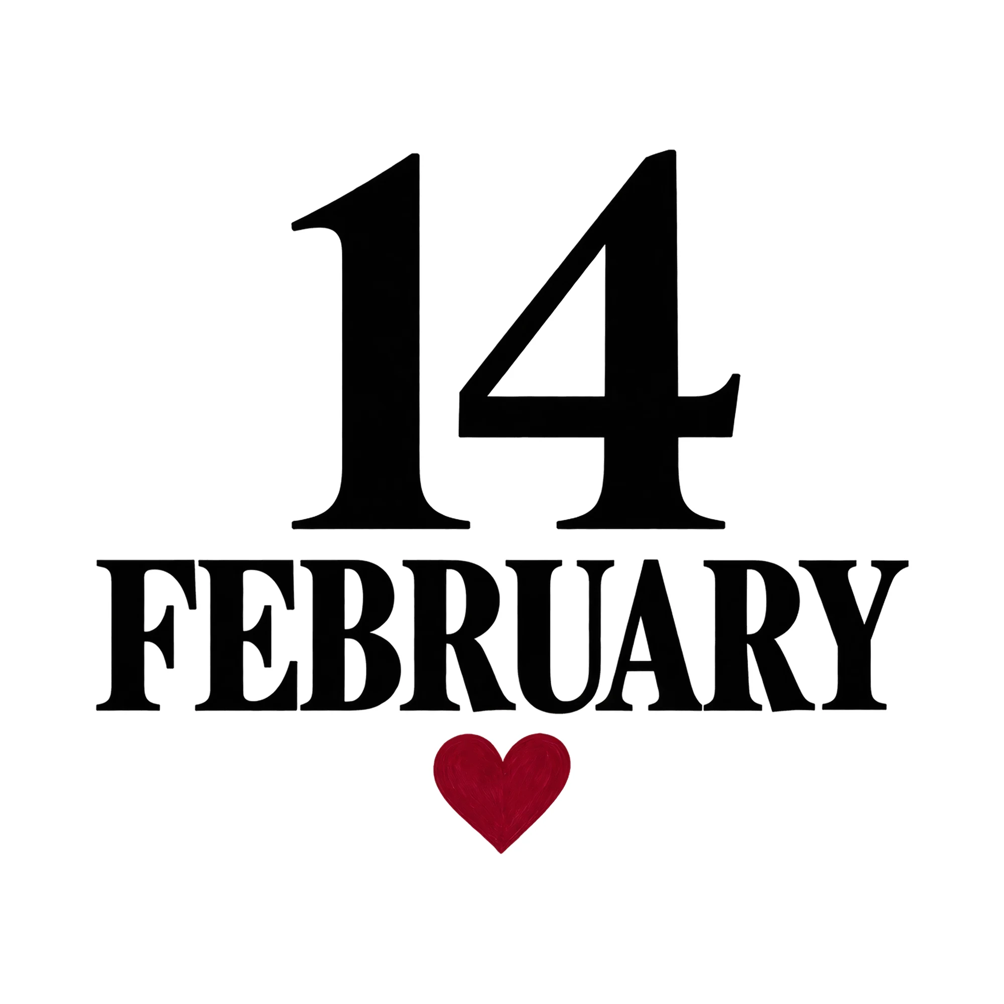 Bügelbild 14 February, Familienshirt Spruch als Grafik auf weißem Hintergrund (BB015476)