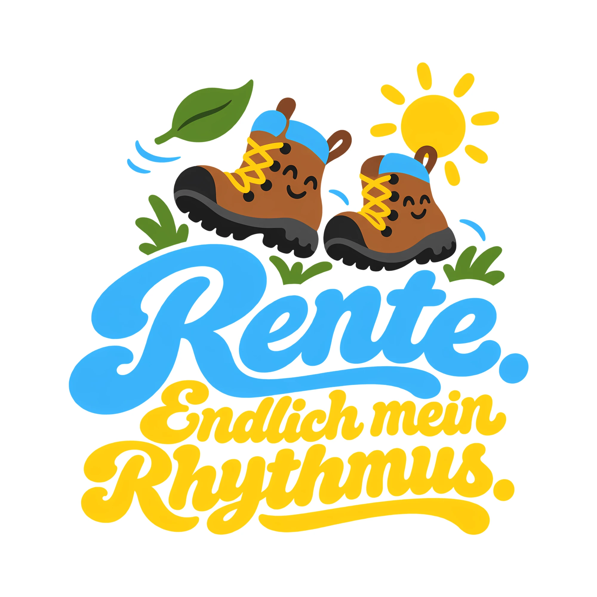 Bügelbild Rente. Endlich mein Rhythmus. als Grafik auf weißem Hintergrund (BB011723)