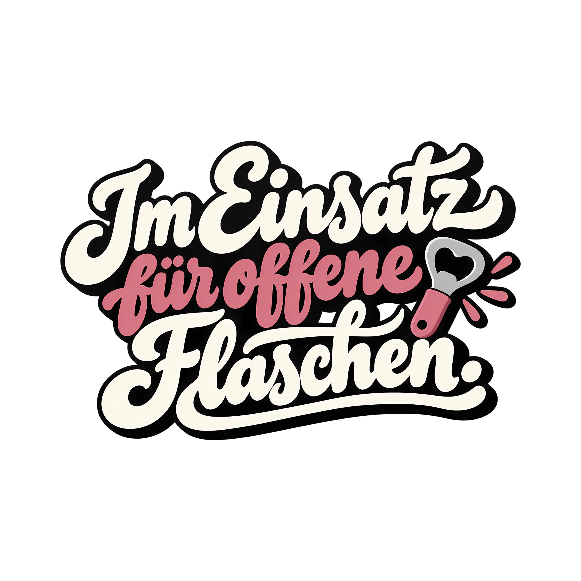 Bügelbild Im Einsatz für offene Flaschen. als Grafik auf weißem Hintergrund (BB011477)