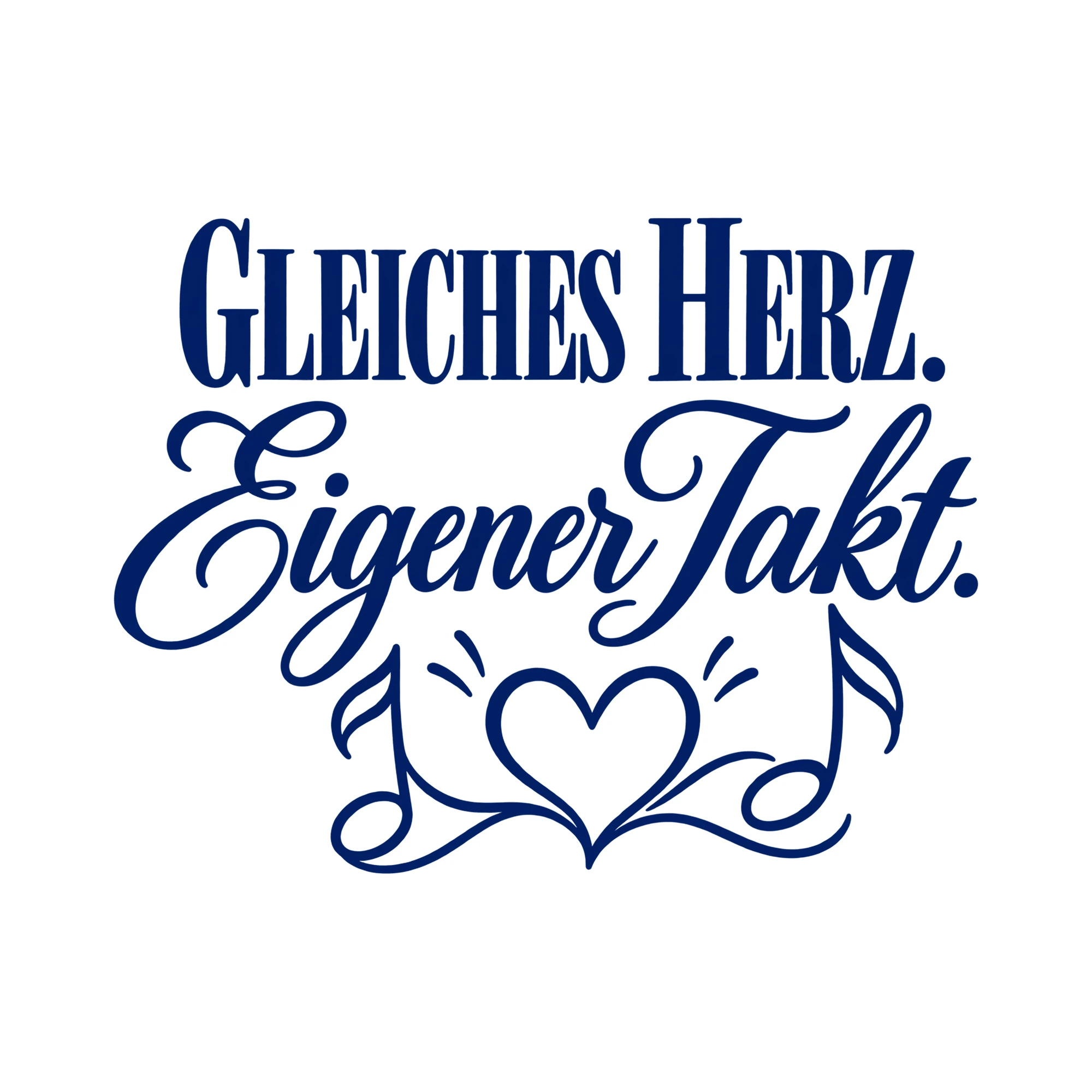 Bügelbild Gleiches Herz. Eigener Takt. als Grafik auf weißem Hintergrund (BB013451)