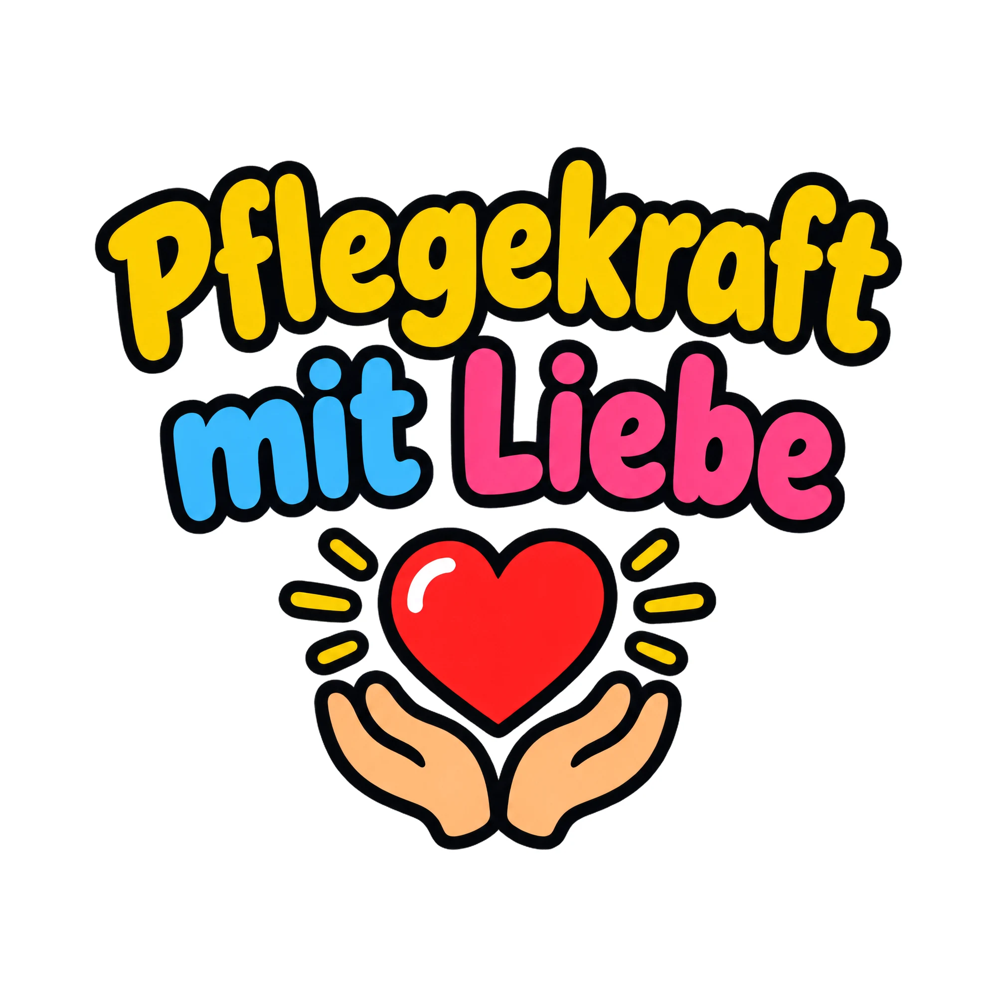 Bügelbild Pflegekraft mit Liebe als Grafik auf weißem Hintergrund (BB018625)