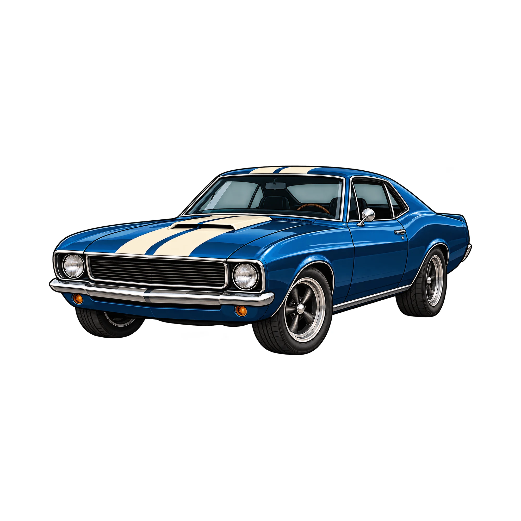 Bügelbild American Muscle Car, Lustiger Shirt Motiv als Grafik auf weißem Hintergrund (BB015385)