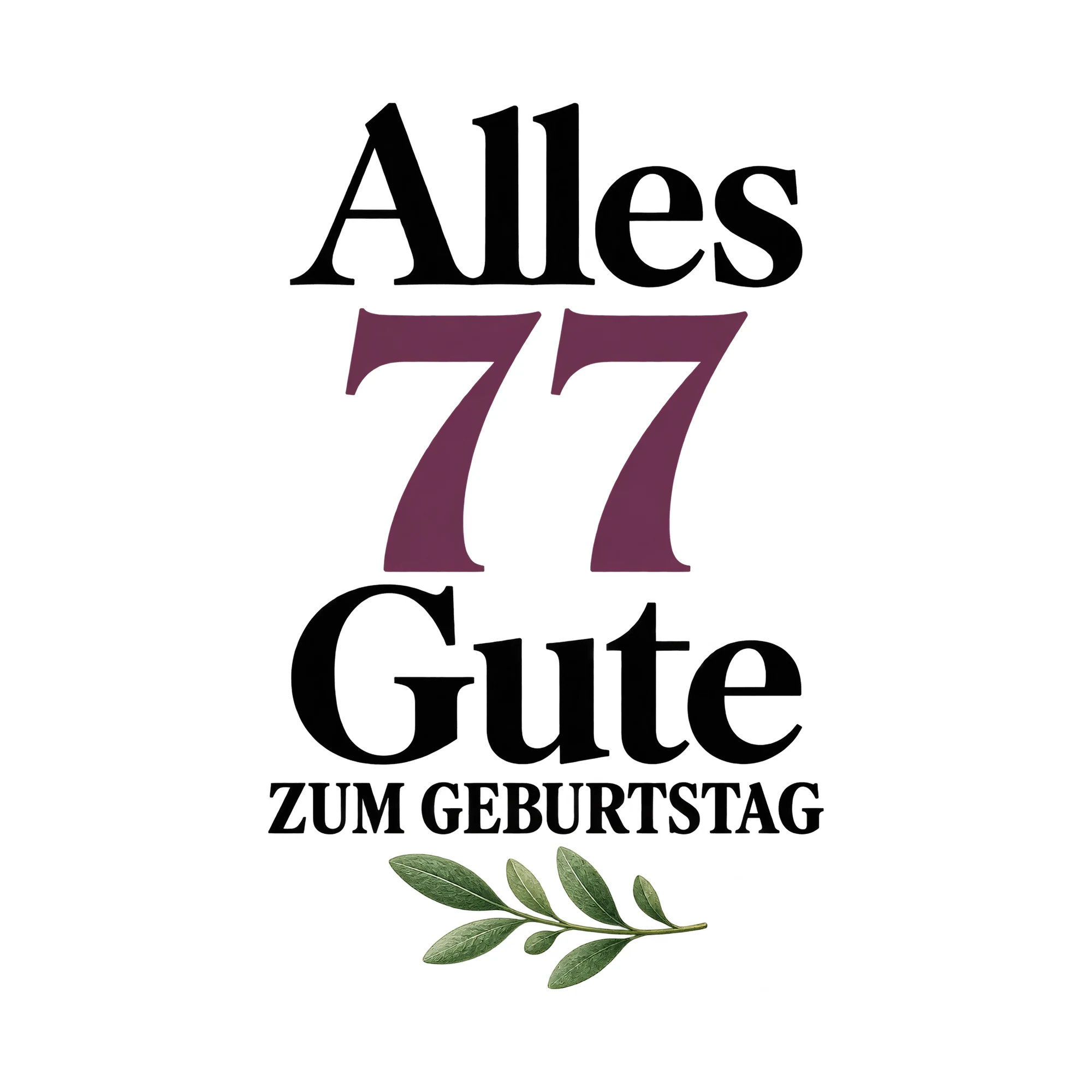 Bügelbild „Alles 77 Gute zum Geburtstag“, Geburtstagsshirt Spruch als Grafik auf weißem Hintergrund (BB015226)